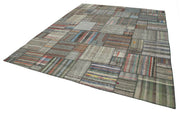 Handmade Patchwork Rug - Kirk Yama Grey Cotton Wool Area Rug 10'11''x13'6''
