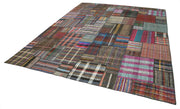Handmade Area Rug - Grey Patchwork Cotton Wool Carpet 10'10" x 13'5"