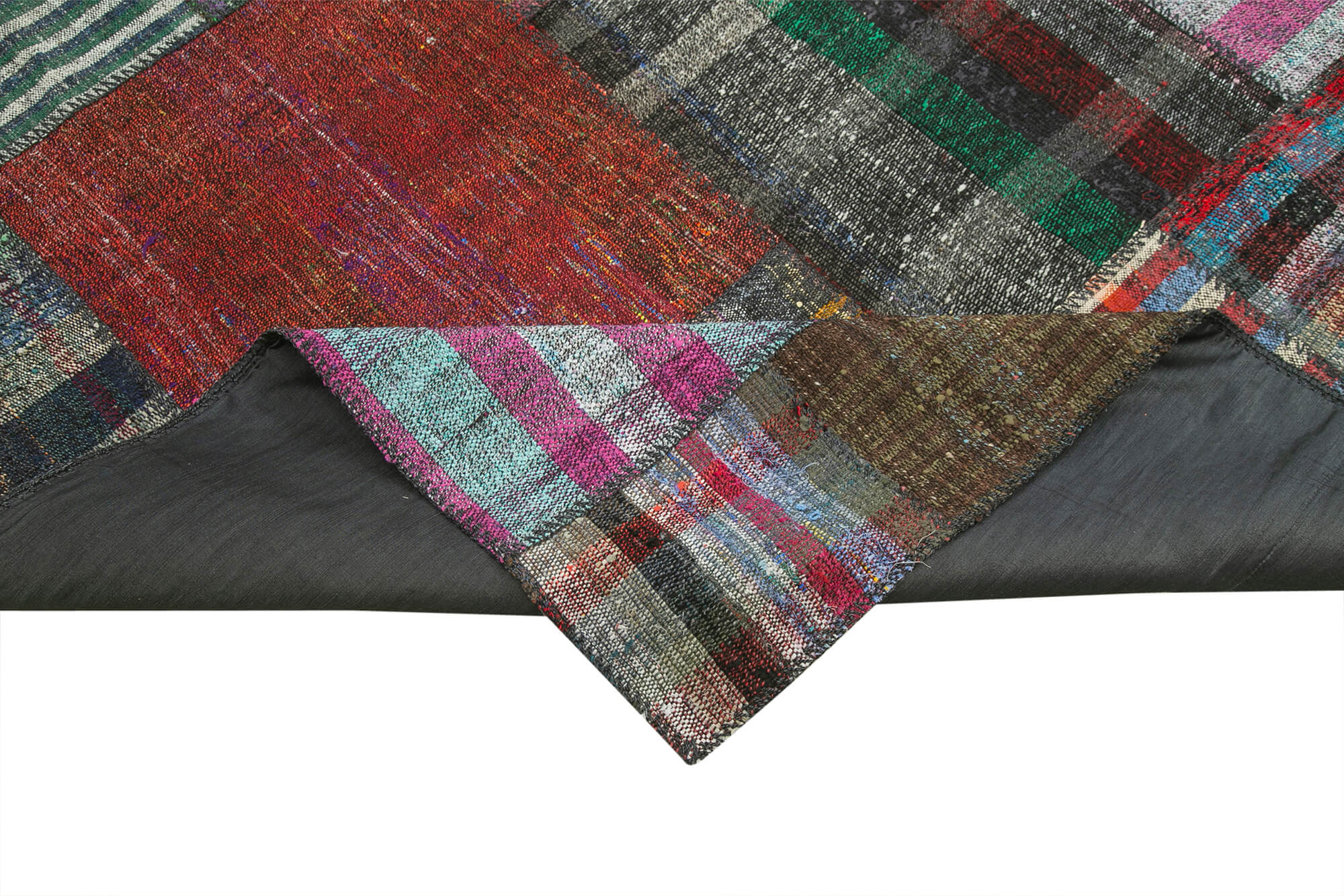 Handmade Area Rug - Grey Patchwork Cotton Wool Carpet 10'10" x 13'5"
