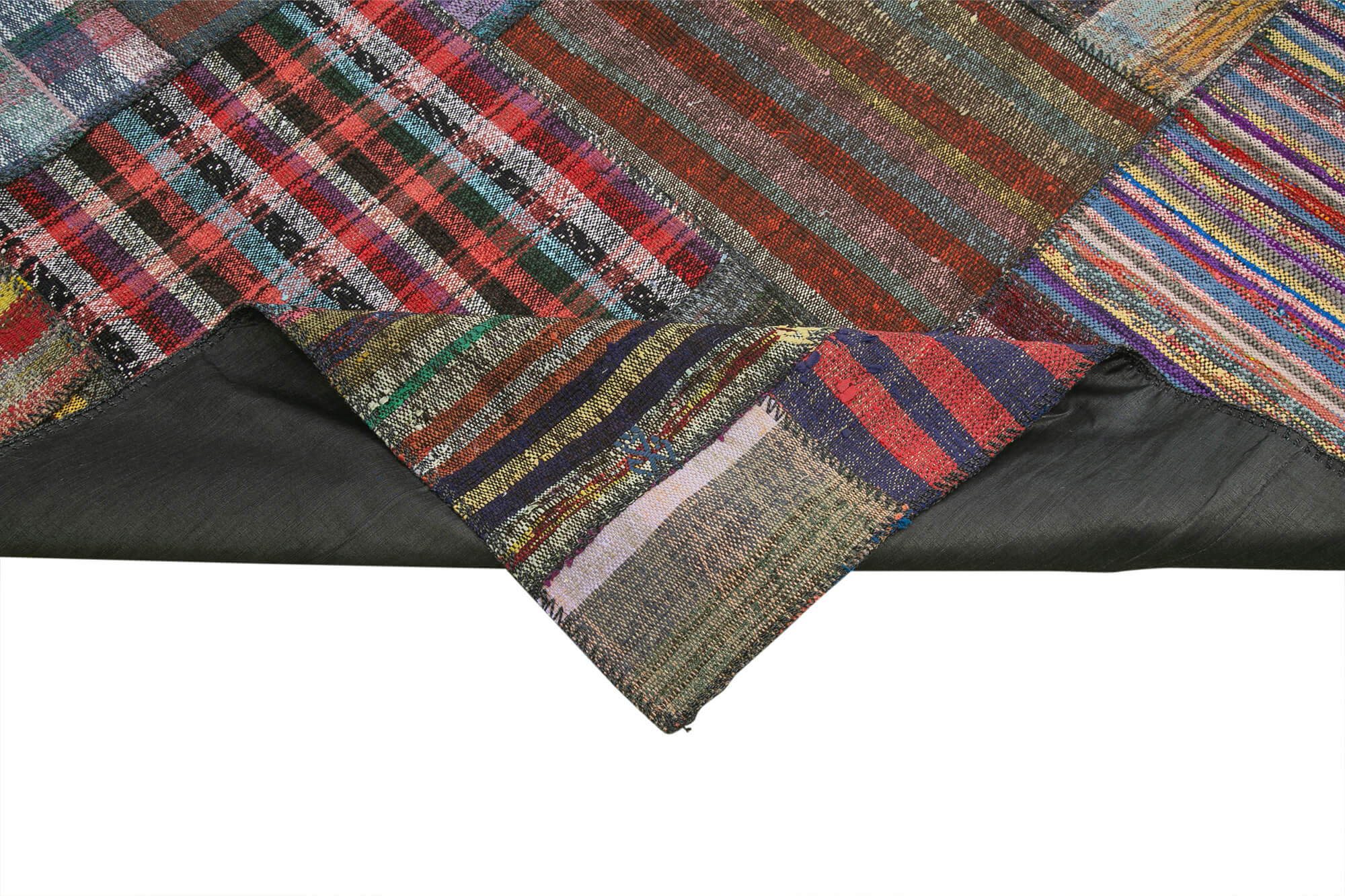 Handmade Patchwork Rug - Kirk Yama Brown Cotton Wool Vintage Area Carpet 10'9"x13'3"