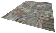 Handmade Patchwork Rug - Kirk Yama Grey Area Rug 10'10''x13'8'' Cotton Wool Carpet