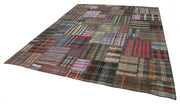 Handmade Patchwork Rug - Kirk Yama Brown Cotton Wool Area Rug 10'10" x 13'2"