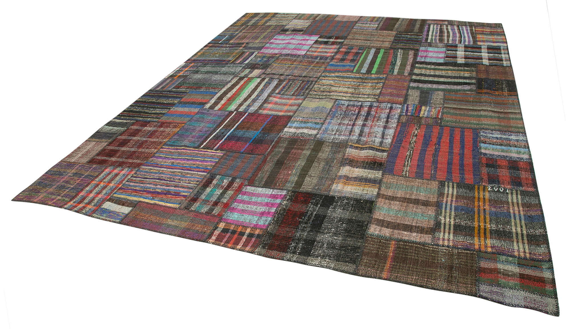 Handmade Patchwork Rug - Kirk Yama Brown Cotton Wool Area Rug 10'10" x 13'2"