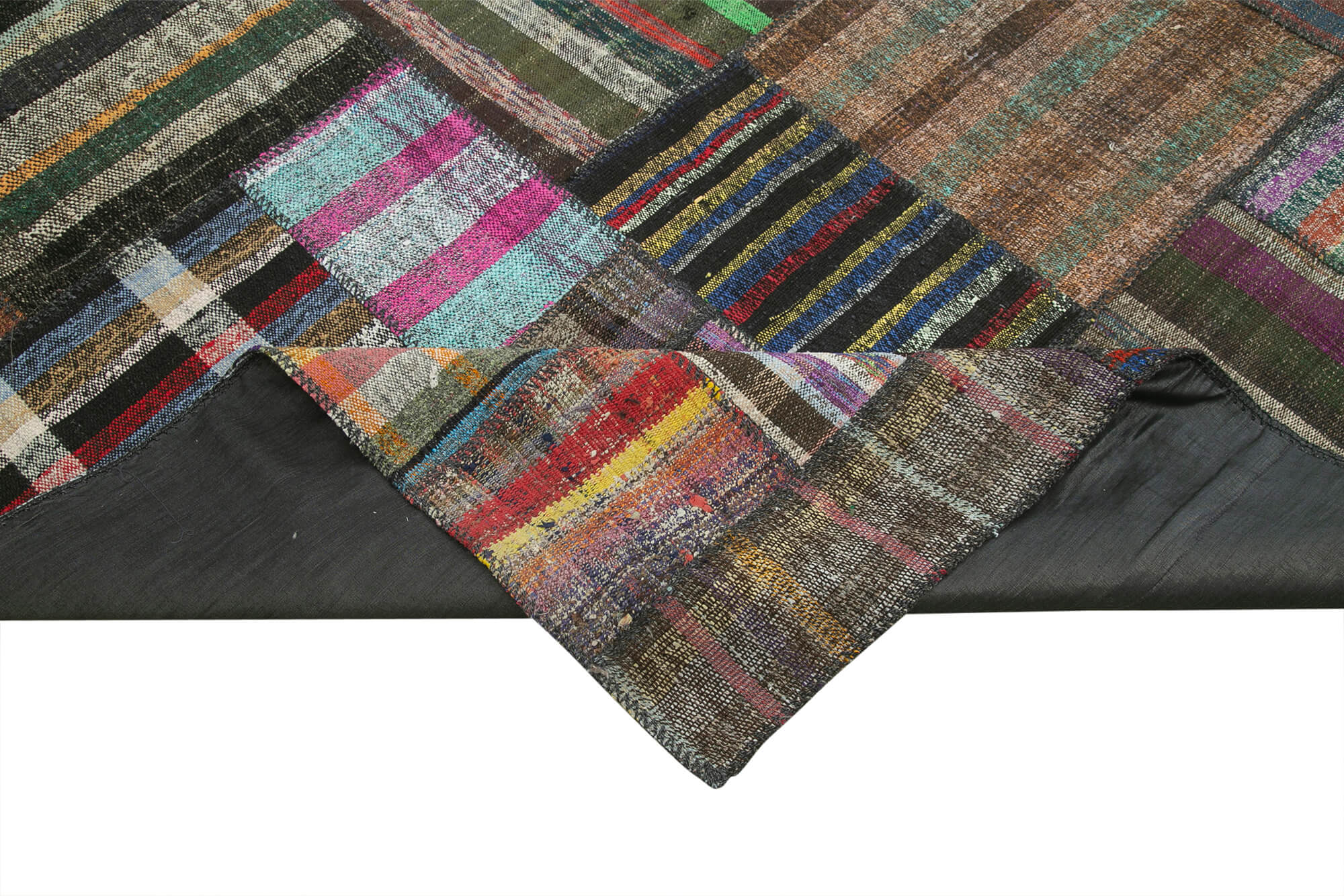 Handmade Patchwork Rug - Kirk Yama Brown Cotton Wool Area Rug 10'10" x 13'2"