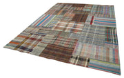 Handmade Wool Area Rug – Grey Patchwork Style Carpet, Durable Living Room Rug 8'8''x11'9''