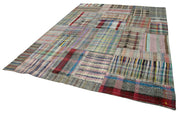 Handmade Patchwork Rug - Kirk Yama Grey Cotton Wool Vintage Area Rug 8'8''x11'8''