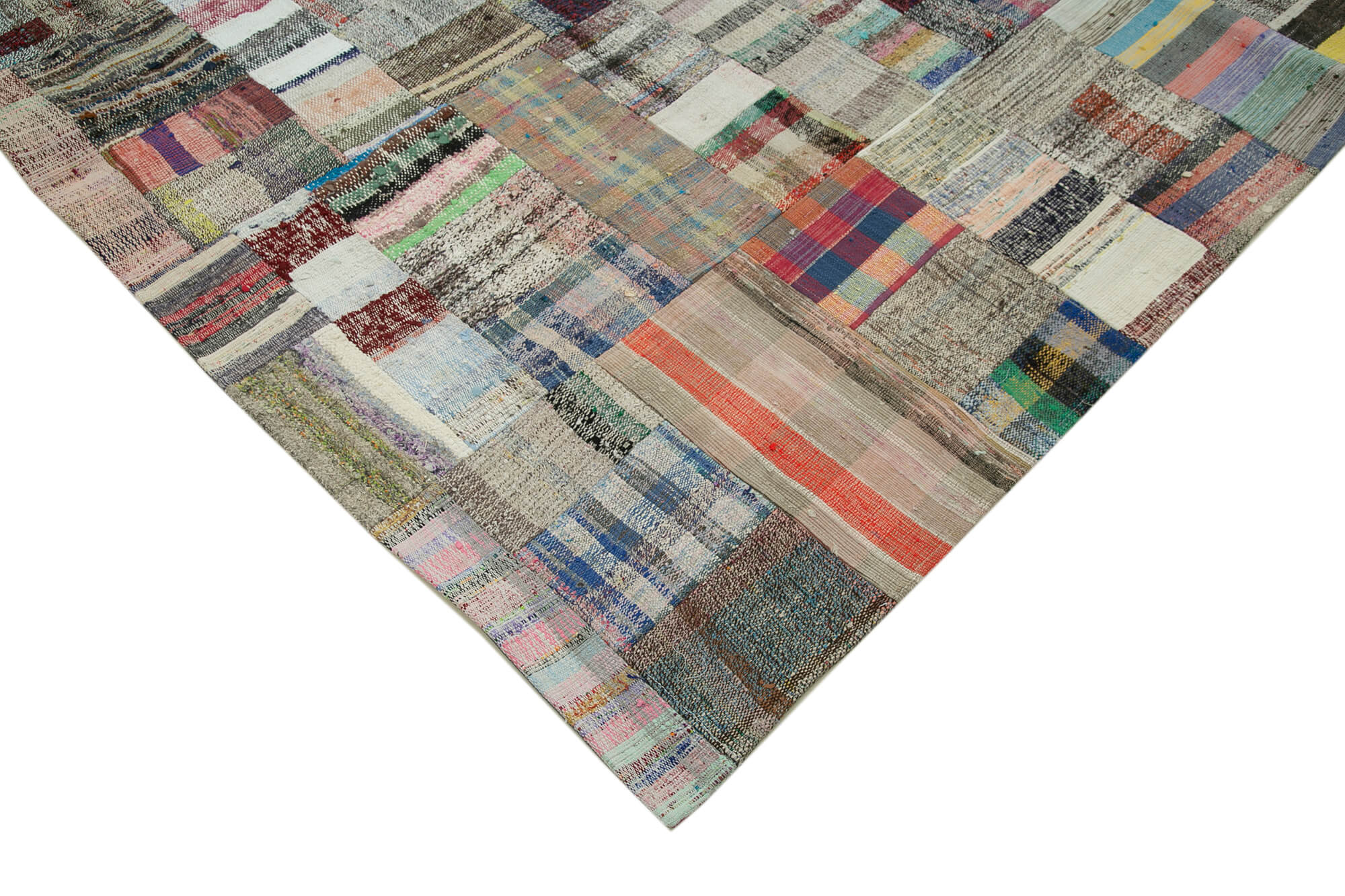 Handmade Patchwork Rug - Kirk Yama Grey Cotton Wool Area Rug 7'11''x11'6''