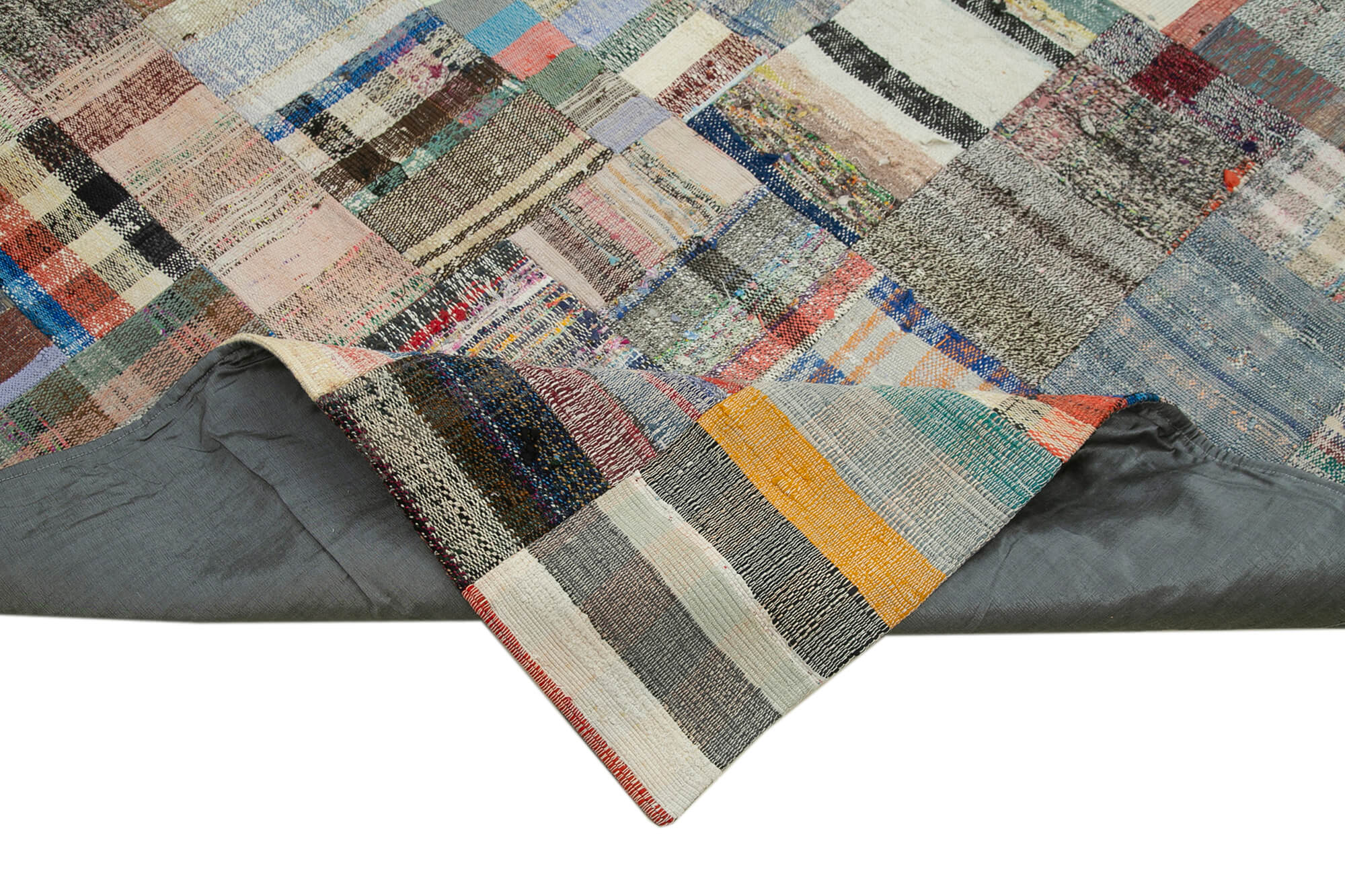 Handmade Patchwork Rug - Kirk Yama Grey Cotton Wool Area Rug 7'11''x11'6''