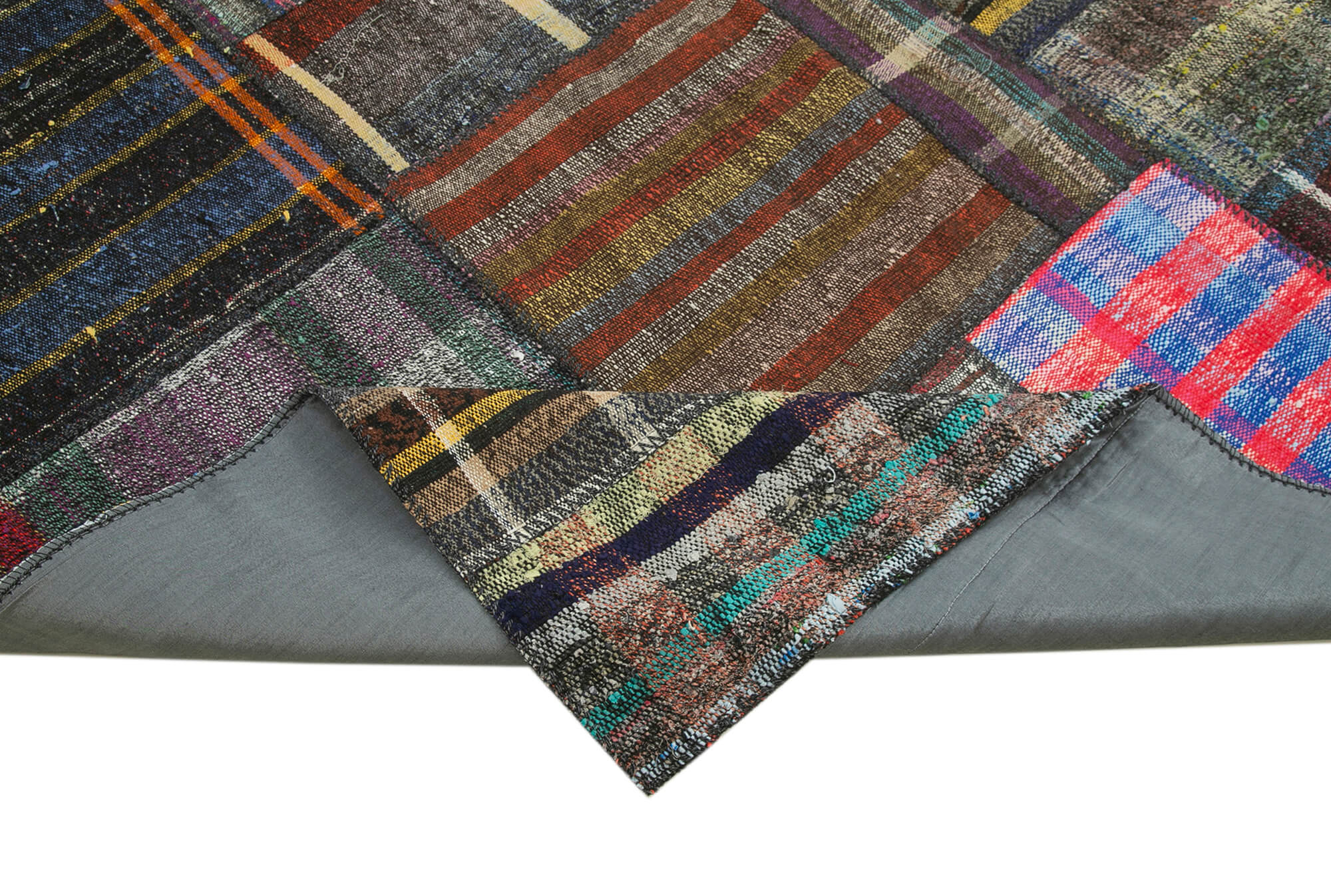Handmade Area Rug – Kirk Yama Grey Patchwork Cotton Wool Carpet 8'2'' x 11'11''