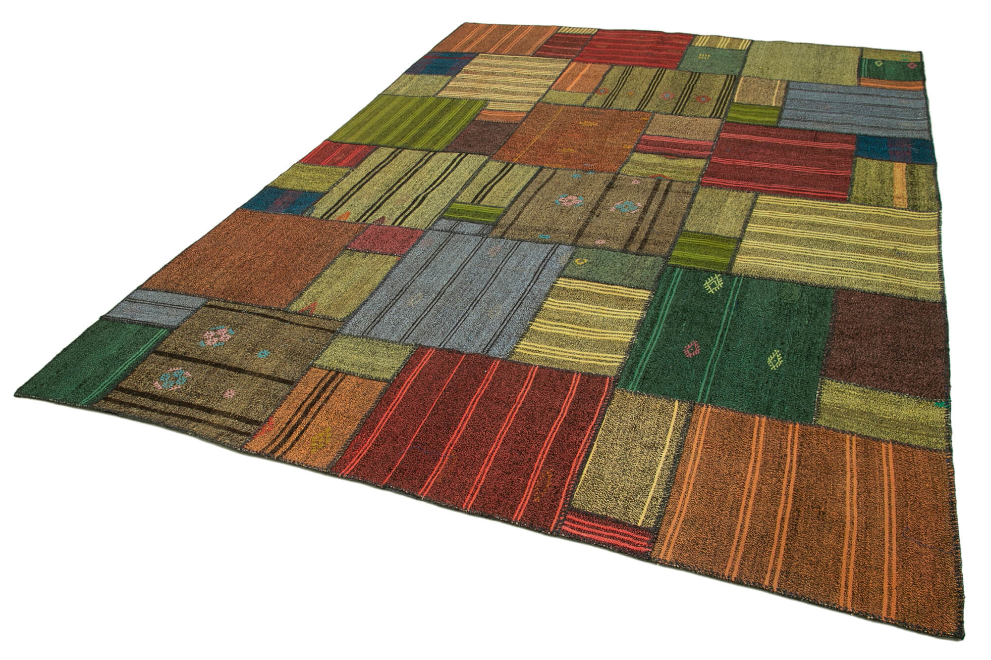 Handmade Patchwork Rug – Kirk Yama Grey Cotton Wool Carpet 8'2''x11'7''