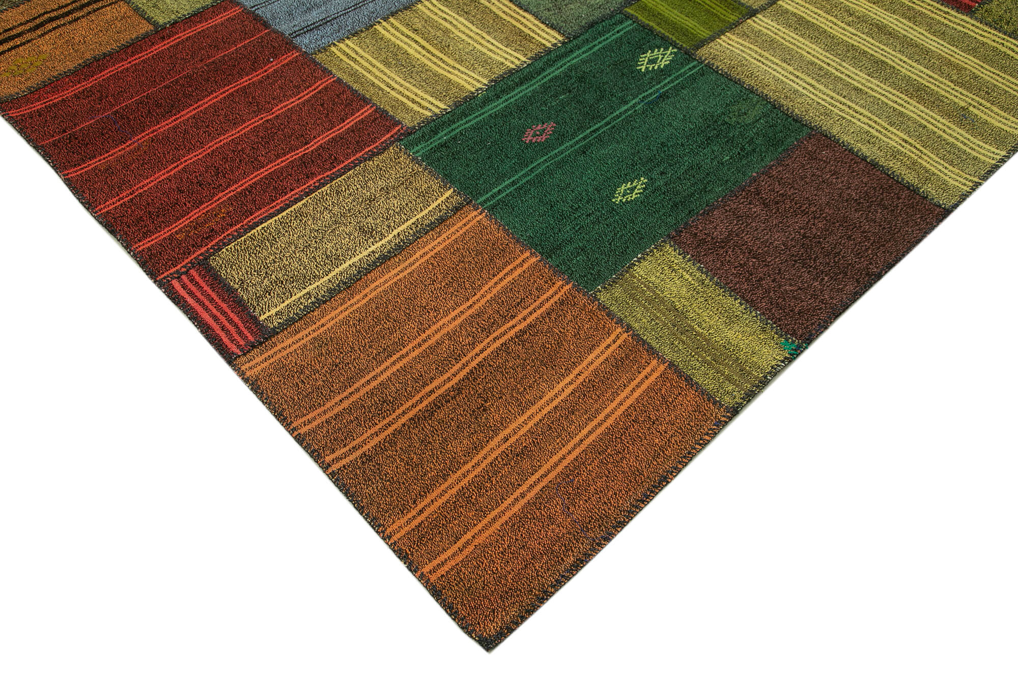 Handmade Patchwork Rug – Kirk Yama Grey Cotton Wool Carpet 8'2''x11'7''