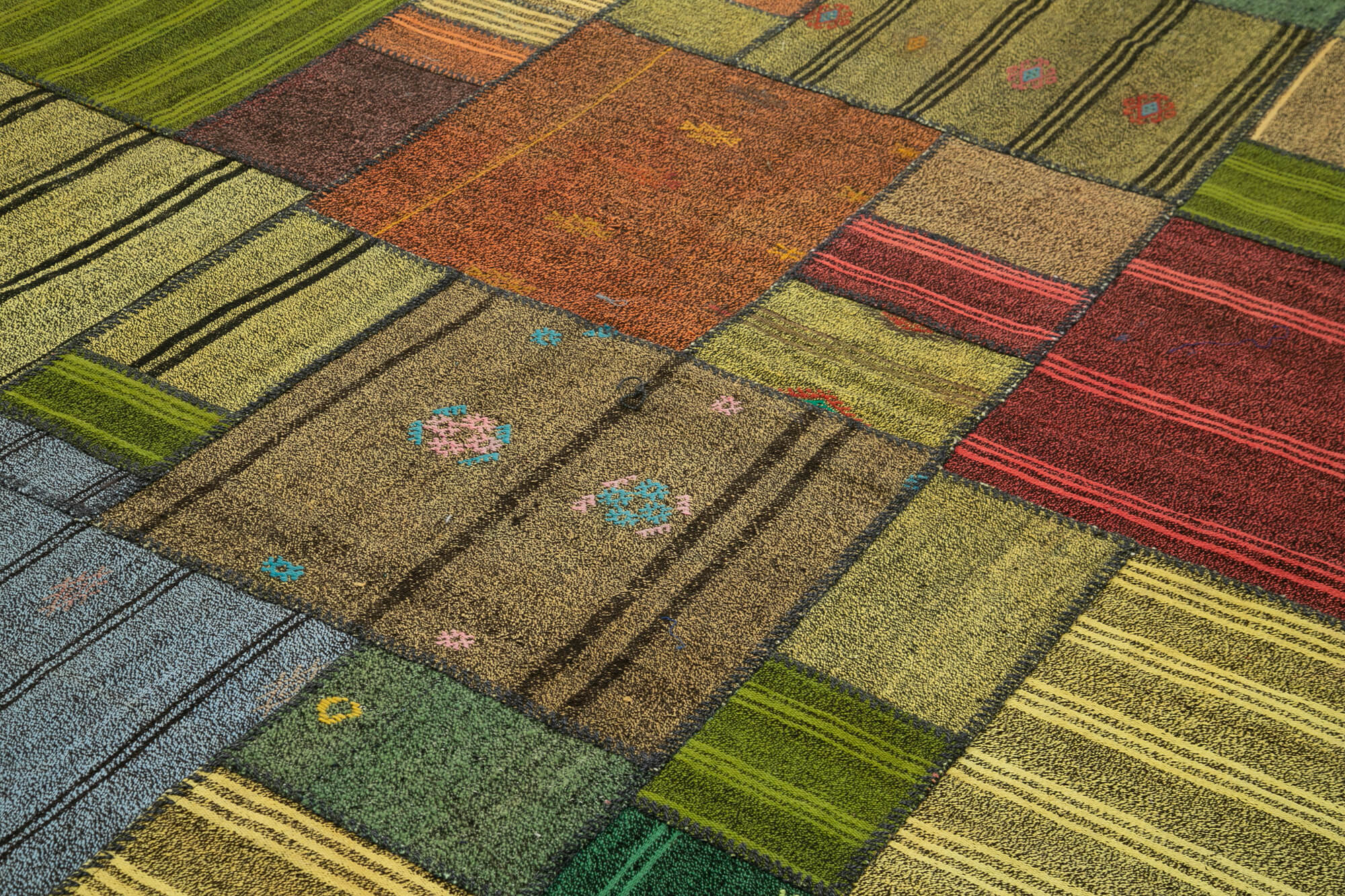 Handmade Patchwork Rug – Kirk Yama Grey Cotton Wool Carpet 8'2''x11'7''