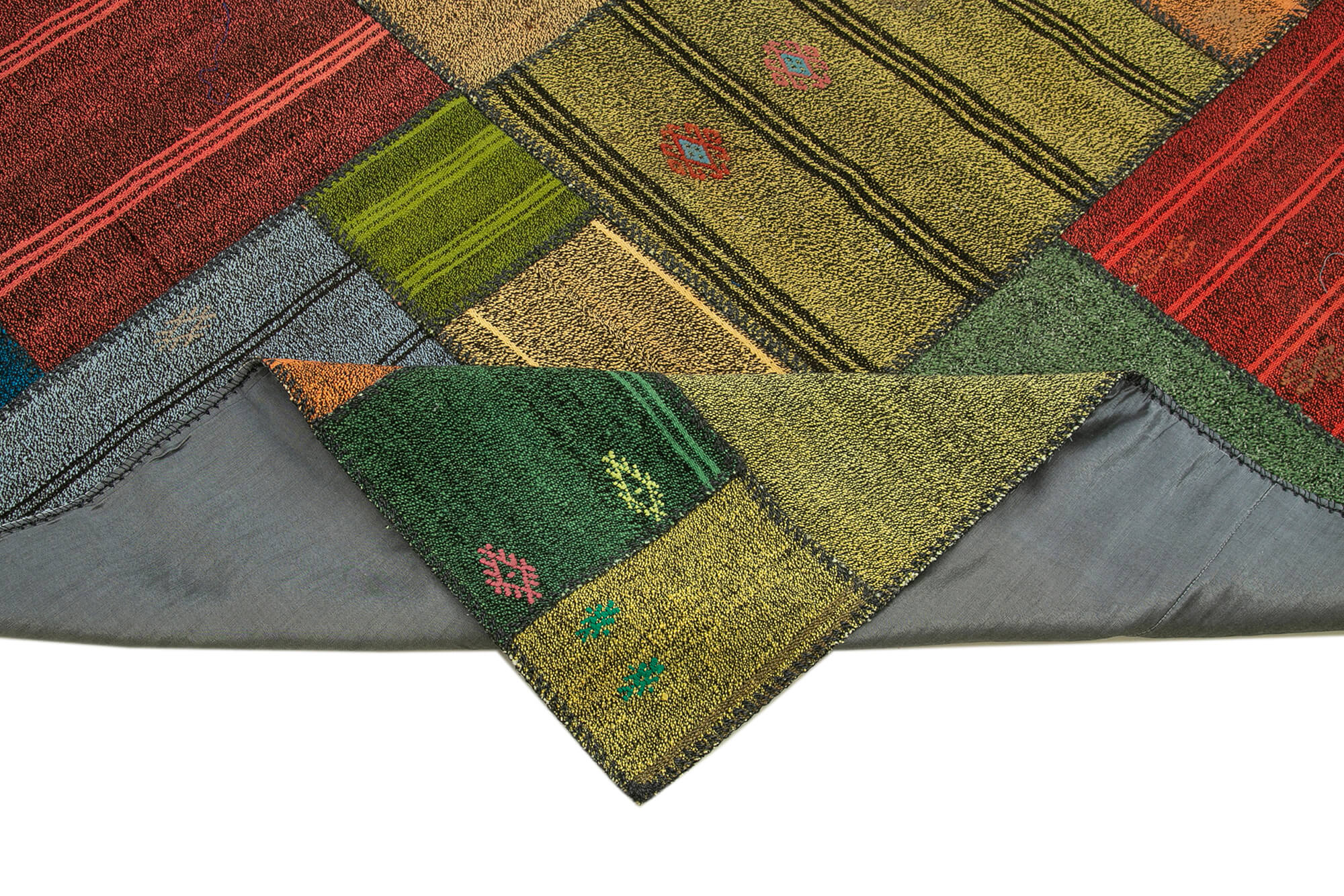 Handmade Patchwork Rug – Kirk Yama Grey Cotton Wool Carpet 8'2''x11'7''