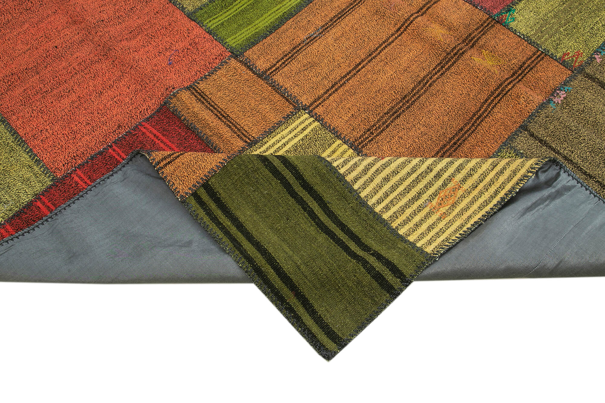 Handmade Patchwork Rug - Kirk Yama Grey Cotton Wool Area Rug 8'2''x11'7''