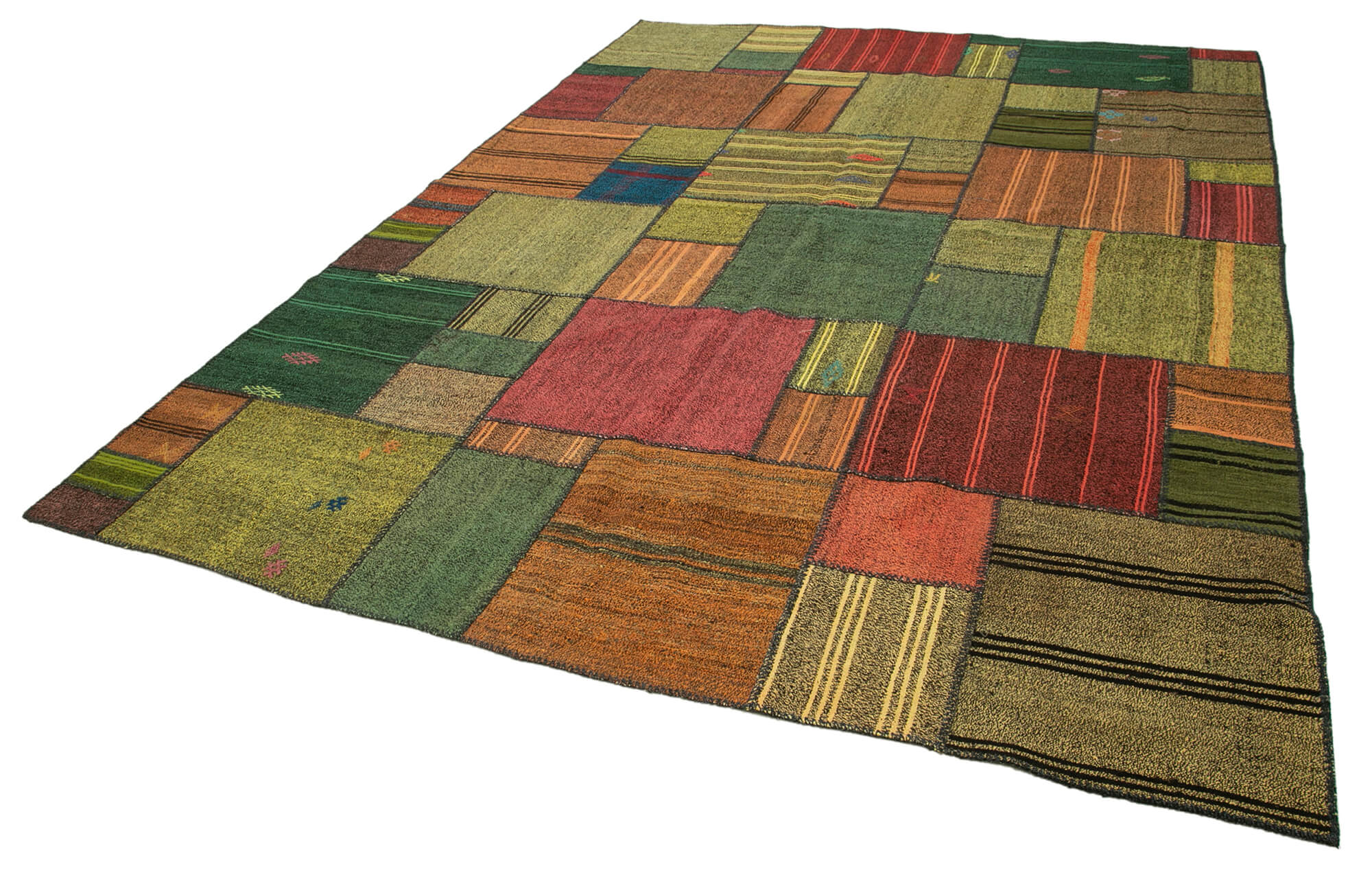 Handmade Patchwork Rug - Kirk Yama Grey Cotton Wool Area Rug 8'2''x11'7''