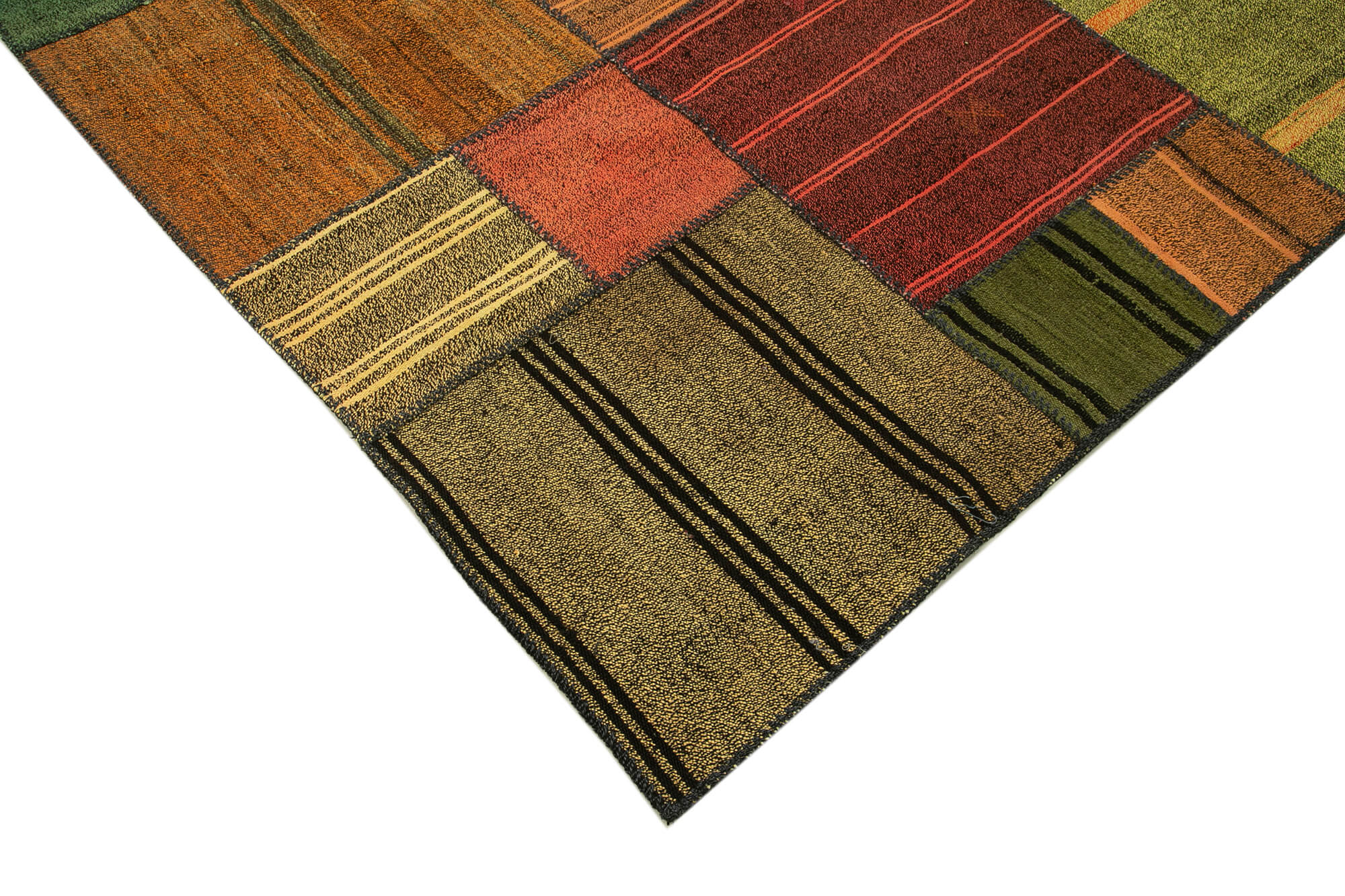 Handmade Patchwork Rug - Kirk Yama Grey Cotton Wool Area Rug 8'2''x11'7''