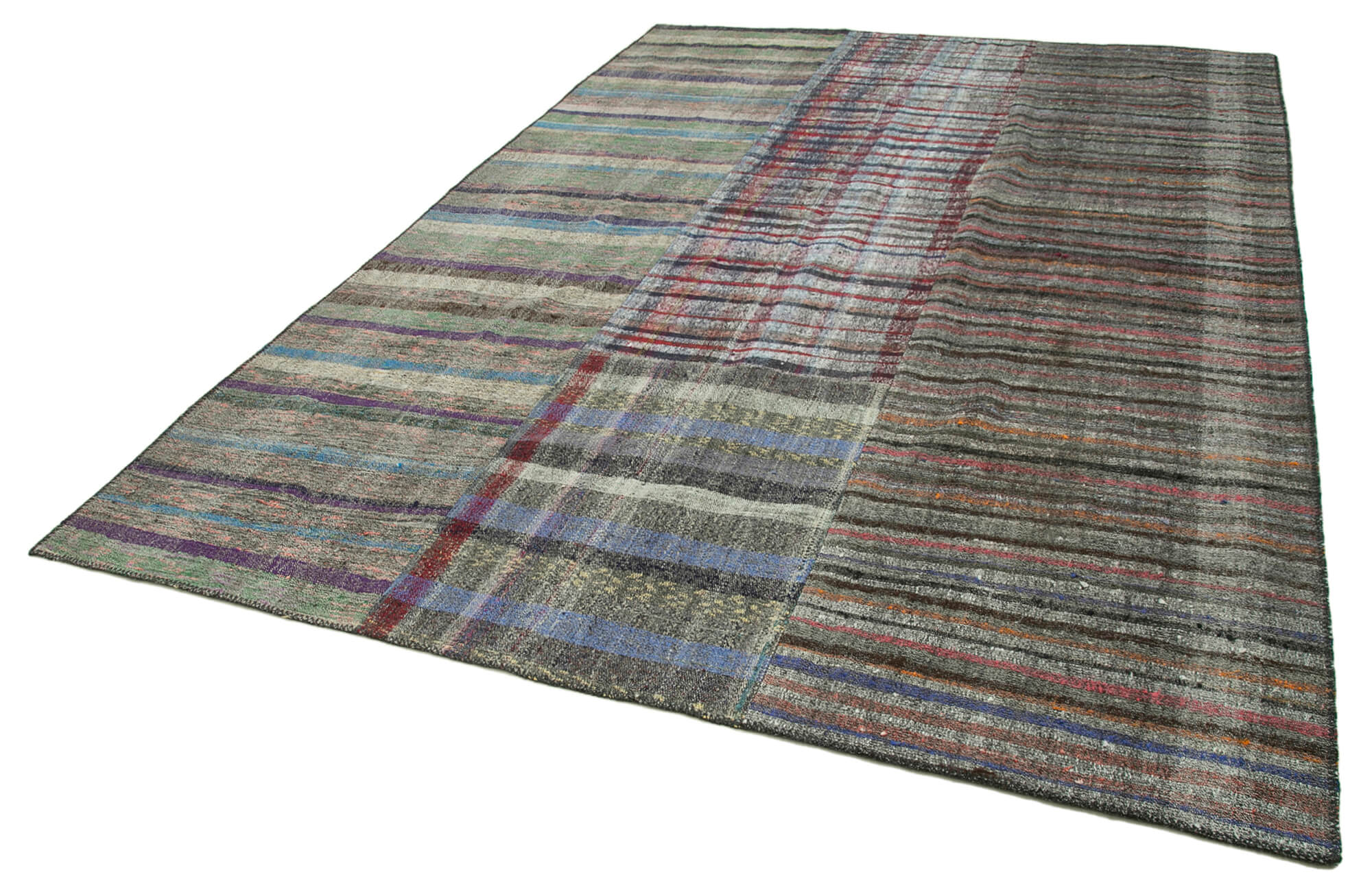 Handmade Patchwork Rug - Kirk Yama Grey Cotton Wool Area Rug 8'2''x11'10''