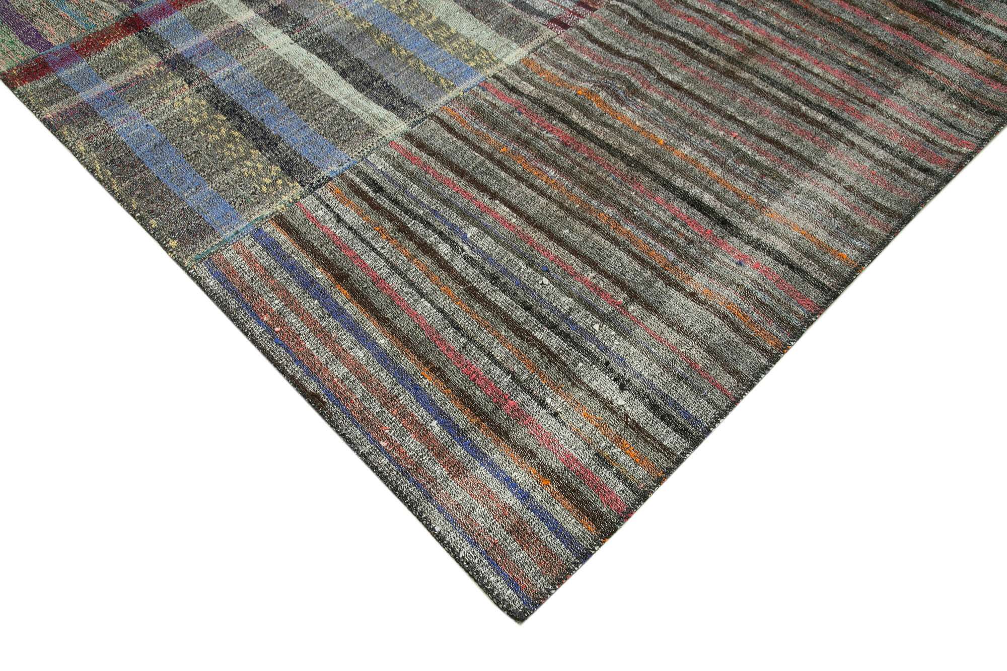Handmade Patchwork Rug - Kirk Yama Grey Cotton Wool Area Rug 8'2''x11'10''