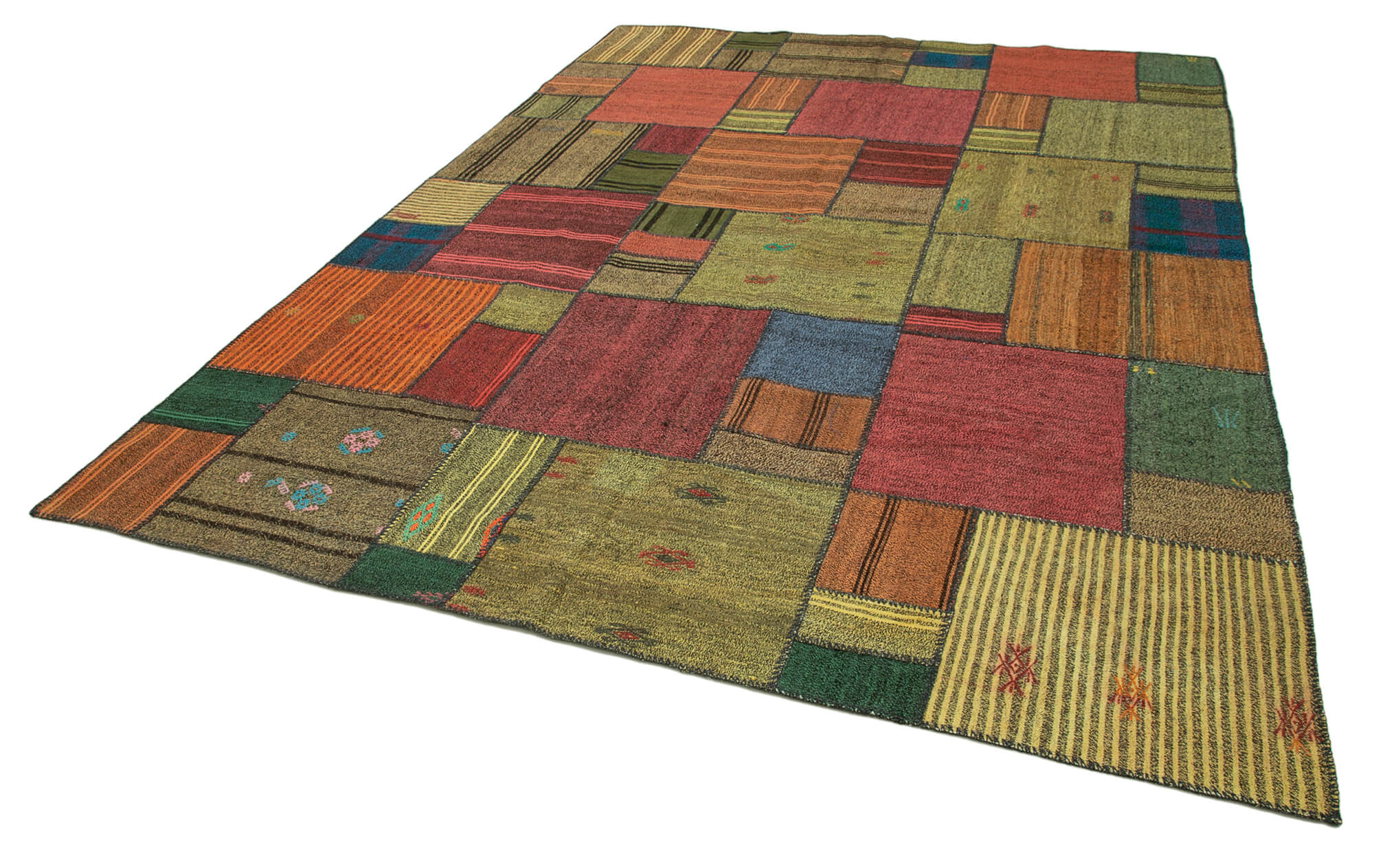 Handmade Area Rug – Kirk Yama Grey Patchwork Cotton Wool Carpet 8'2''x11'6''