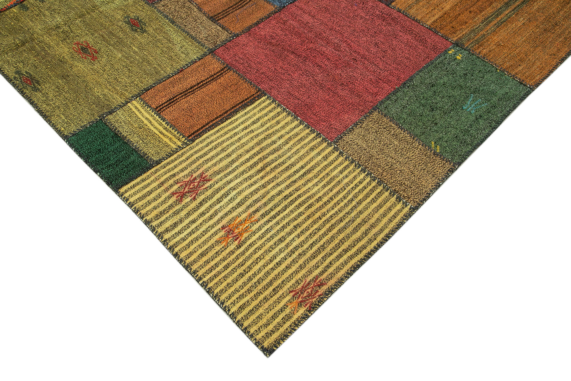 Handmade Area Rug – Kirk Yama Grey Patchwork Cotton Wool Carpet 8'2''x11'6''