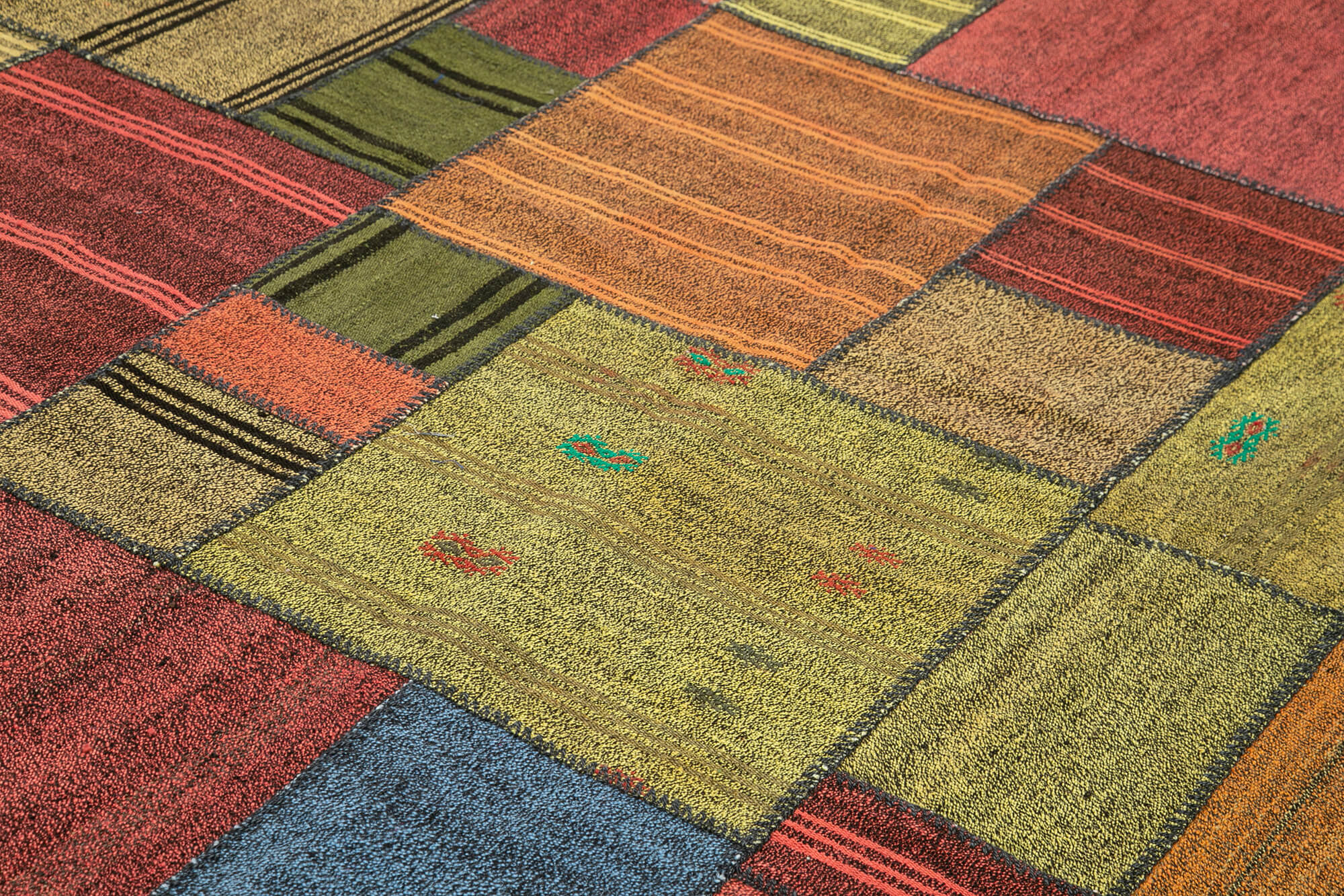 Handmade Area Rug – Kirk Yama Grey Patchwork Cotton Wool Carpet 8'2''x11'6''