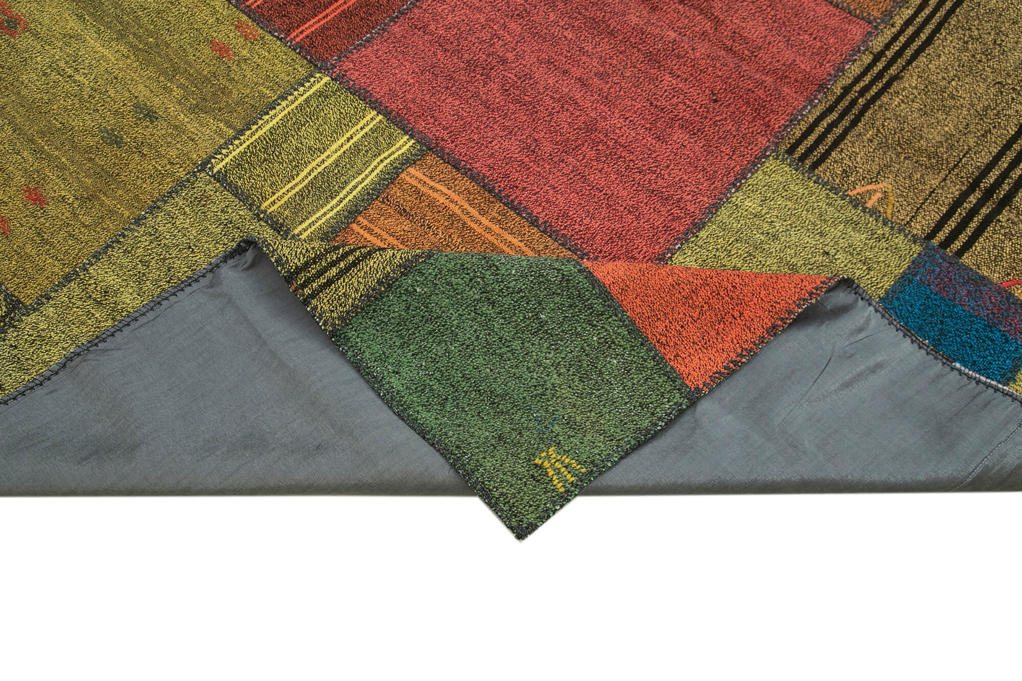 Handmade Area Rug – Kirk Yama Grey Patchwork Cotton Wool Carpet 8'2''x11'6''
