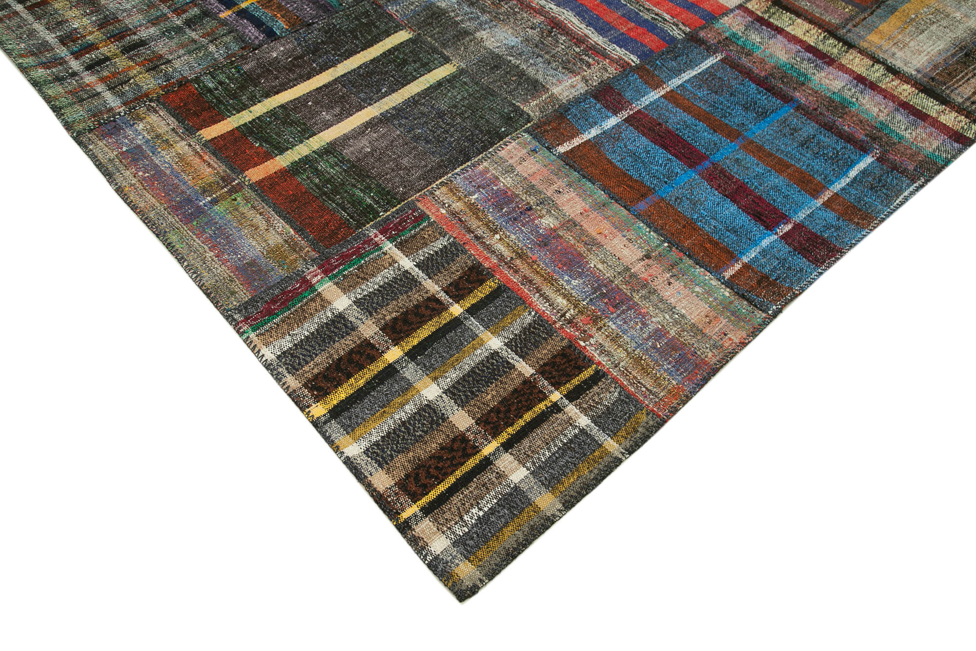 Handmade Area Rug – Kirk Yama Grey Patchwork Cotton Wool Carpet 8'2''x11'10''
