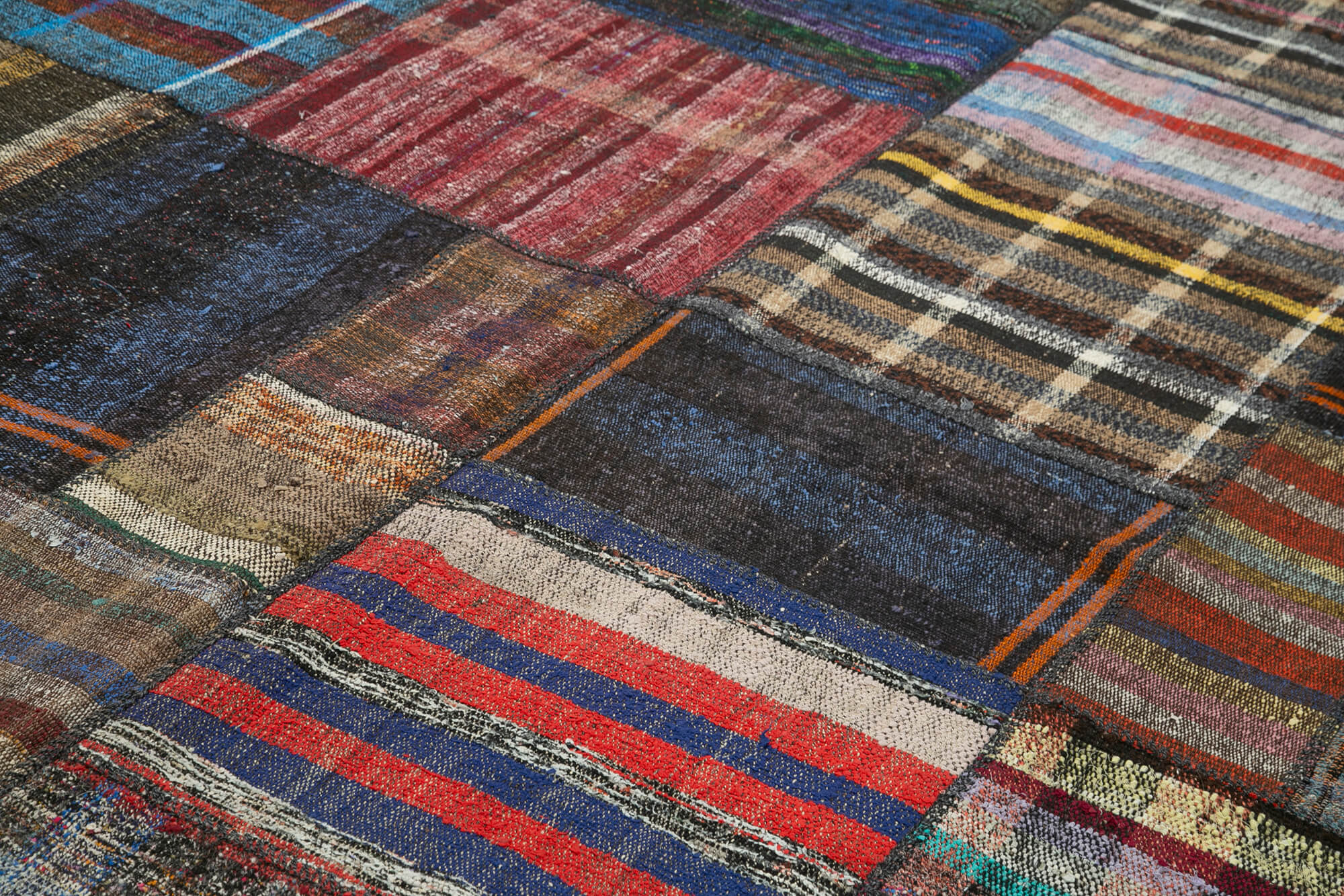 Handmade Area Rug – Kirk Yama Grey Patchwork Cotton Wool Carpet 8'2''x11'10''