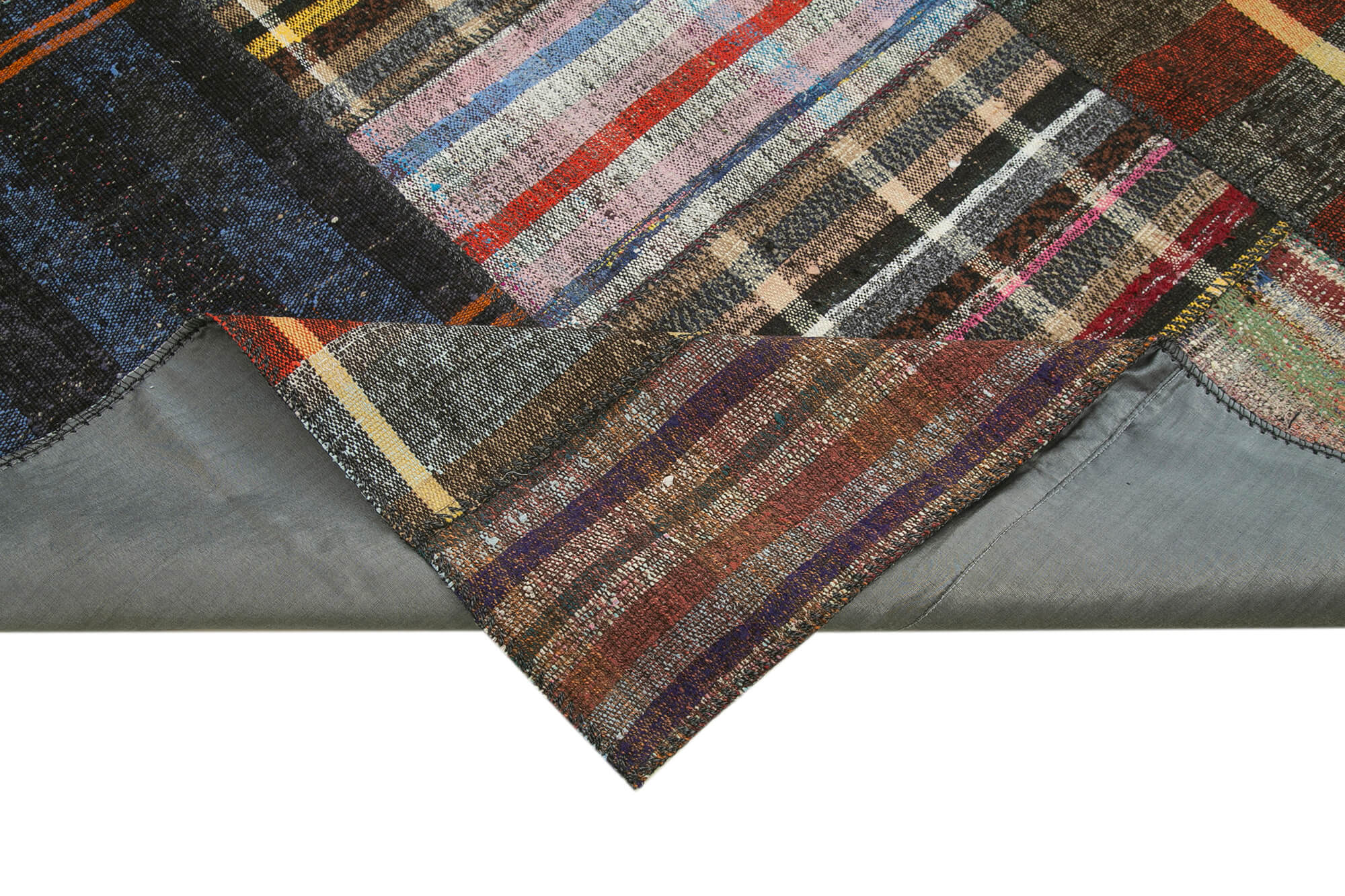 Handmade Area Rug – Kirk Yama Grey Patchwork Cotton Wool Carpet 8'2''x11'10''