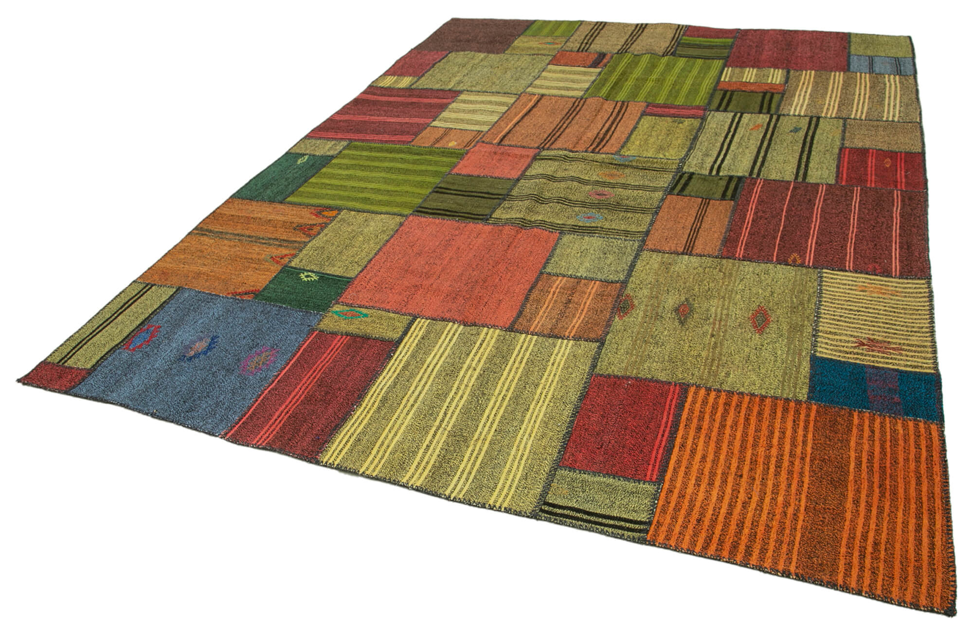 Handmade Patchwork Rug - Kirk Yama Grey Cotton Wool Blend Area Rug 8'2''x11'7''
