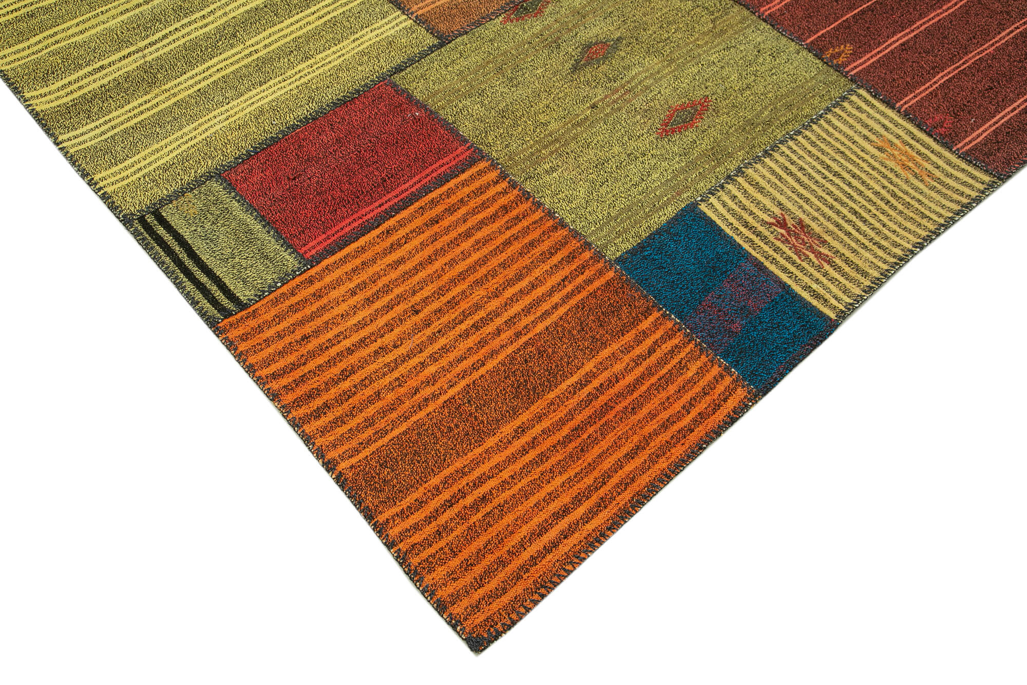 Handmade Patchwork Rug - Kirk Yama Grey Cotton Wool Blend Area Rug 8'2''x11'7''