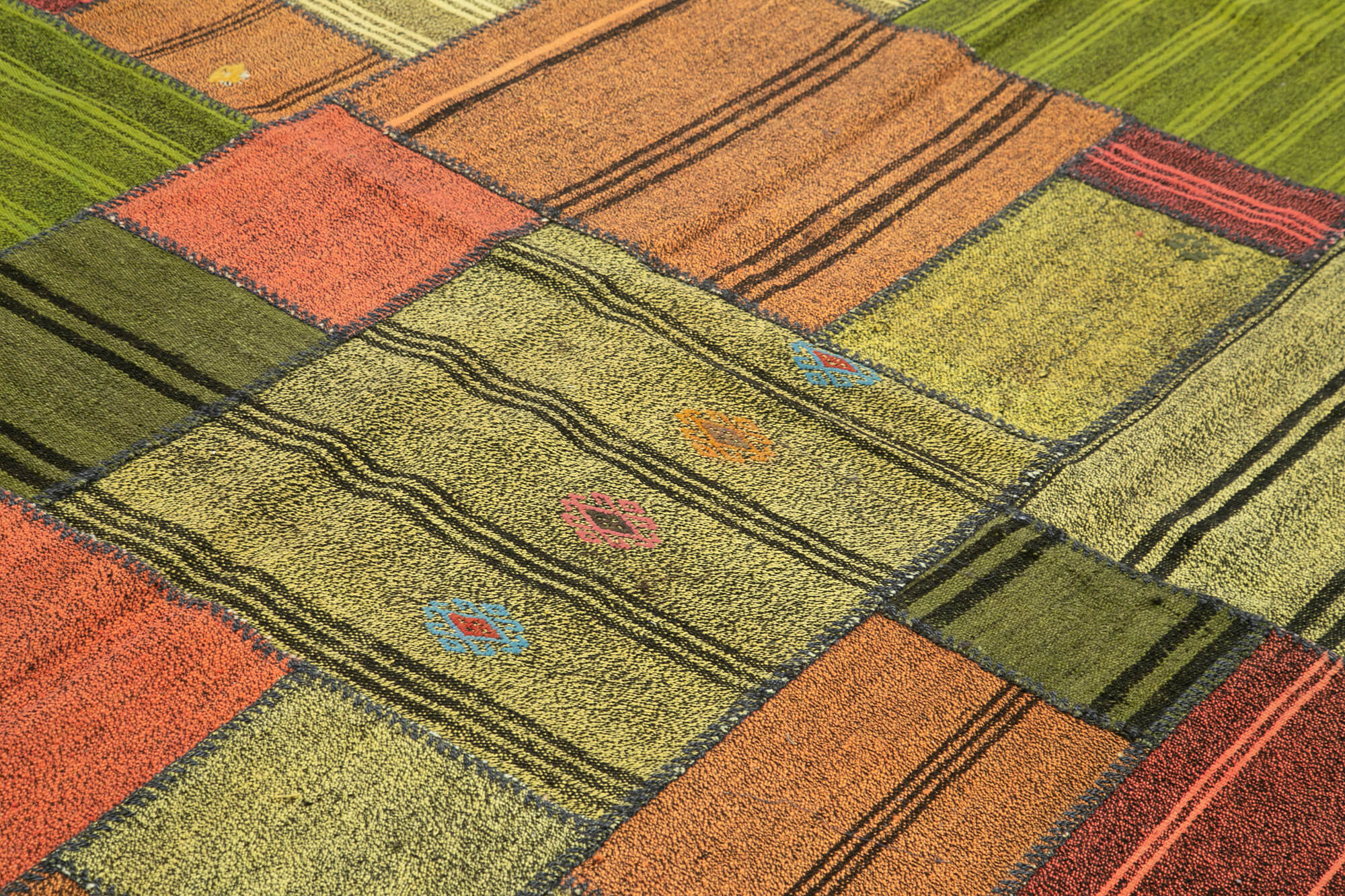 Handmade Patchwork Rug - Kirk Yama Grey Cotton Wool Blend Area Rug 8'2''x11'7''