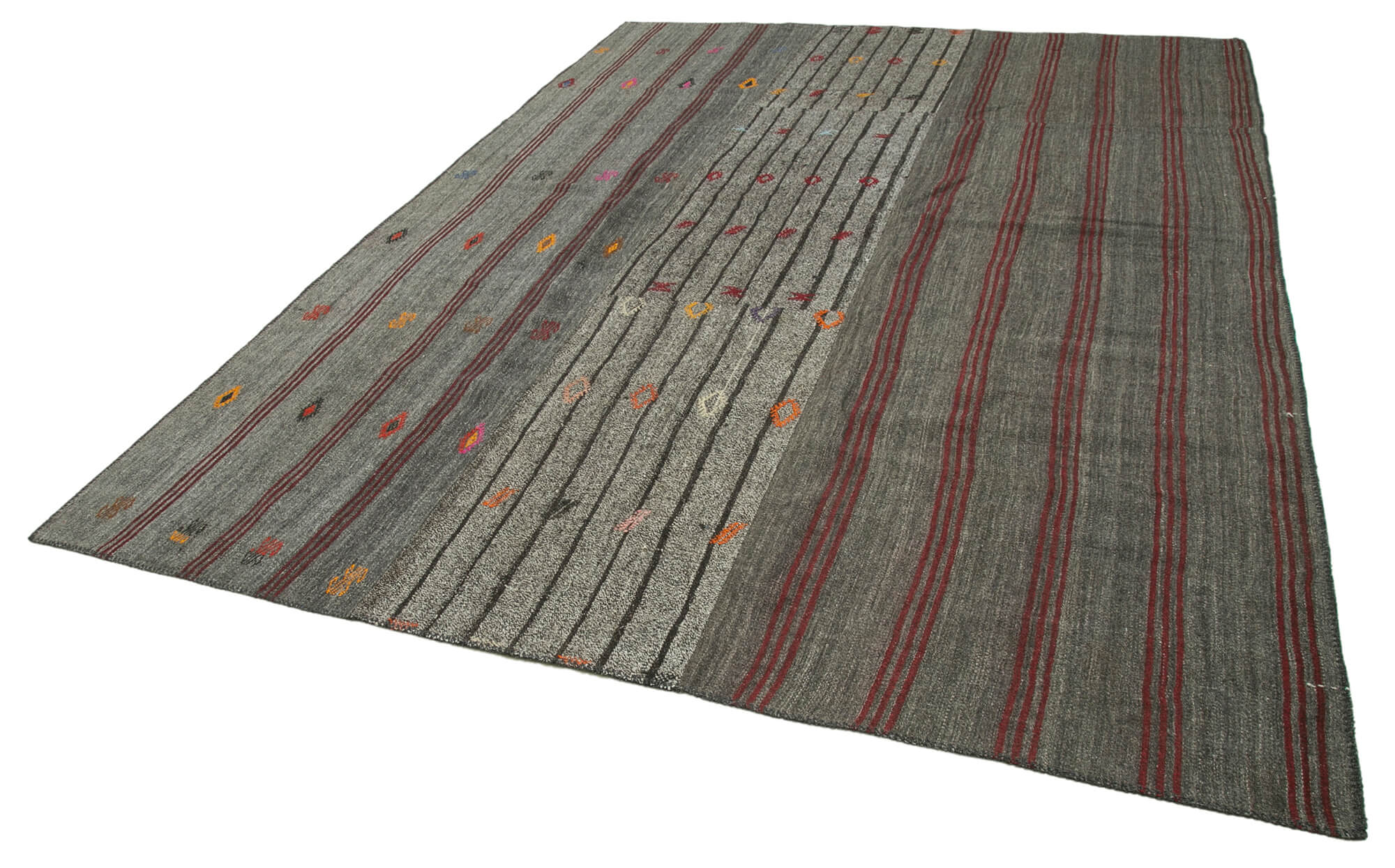 Handmade Patchwork Rug - Kirk Yama Grey Area Rug 8'3'' x 11'10'' Cotton Wool Blend