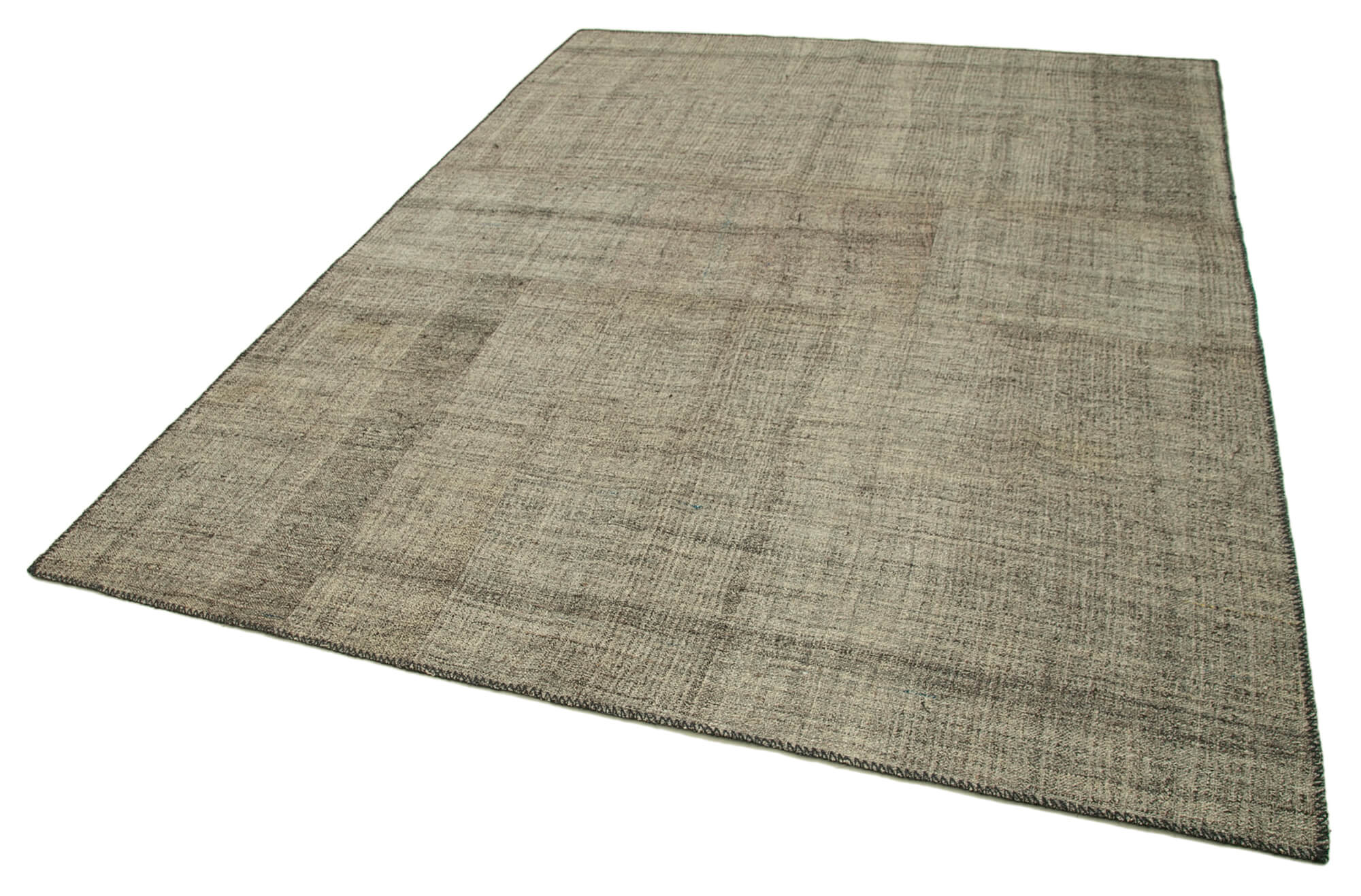 Handmade Striped Kilim Rug – Brown Goat Hair Vintage Area Rug 6'9''x9'0''
