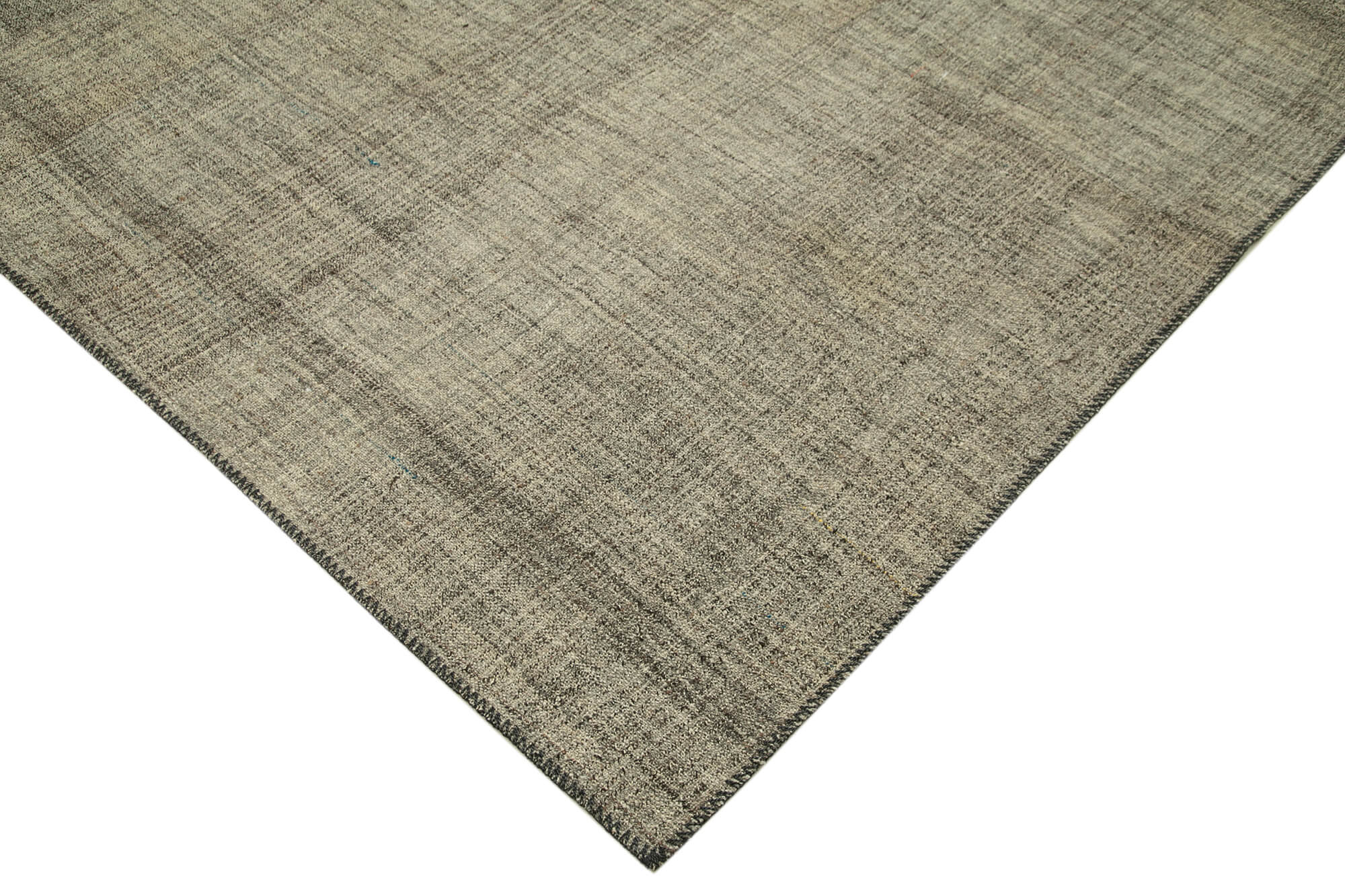 Handmade Striped Kilim Rug – Brown Goat Hair Vintage Area Rug 6'9''x9'0''