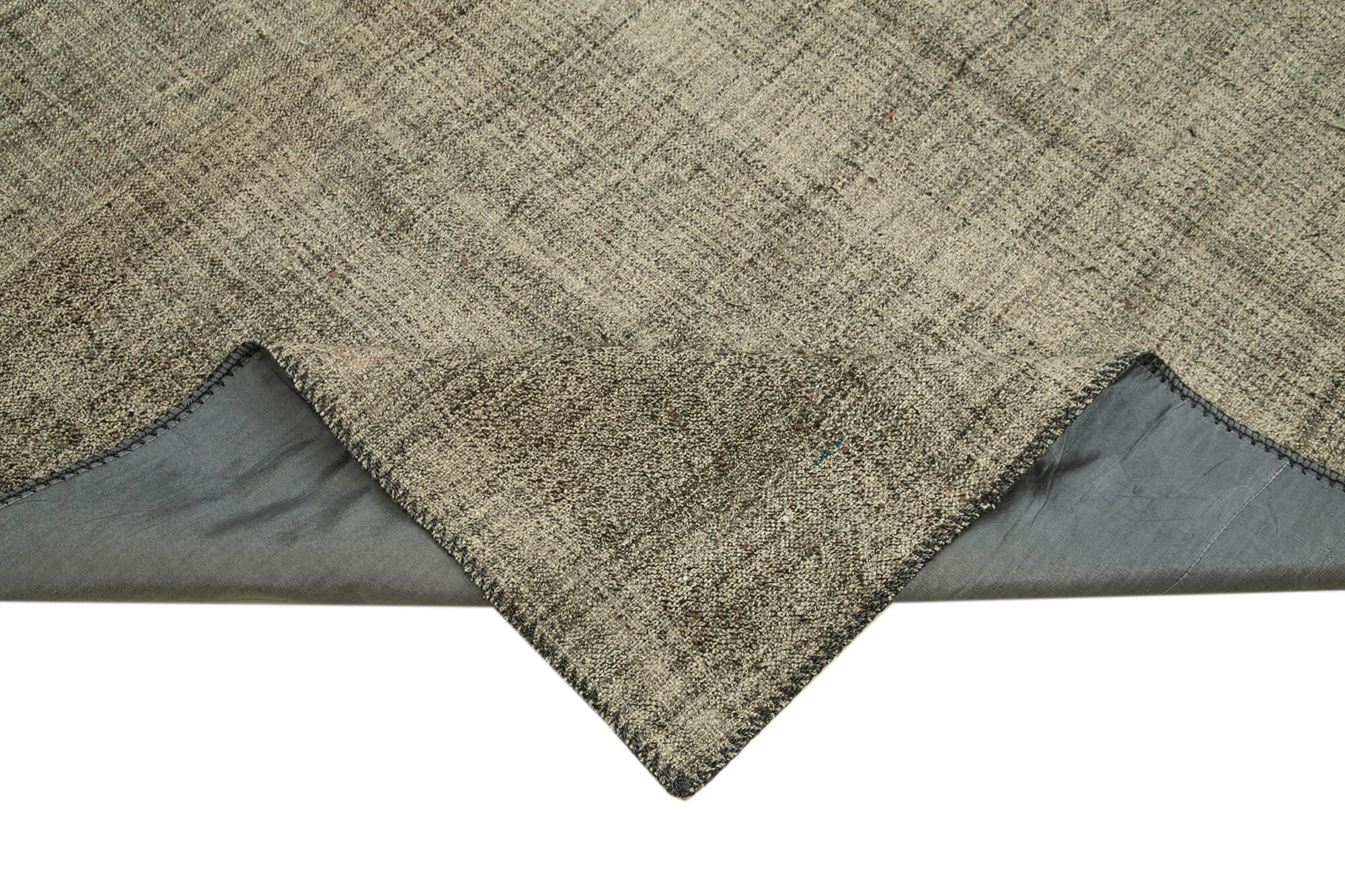 Handmade Striped Kilim Rug – Brown Goat Hair Vintage Area Rug 6'9''x9'0''