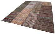 Handmade Wool Area Rug - Kirk Yama Grey Patchwork Cotton Wool Rug 8'8''x11'11''