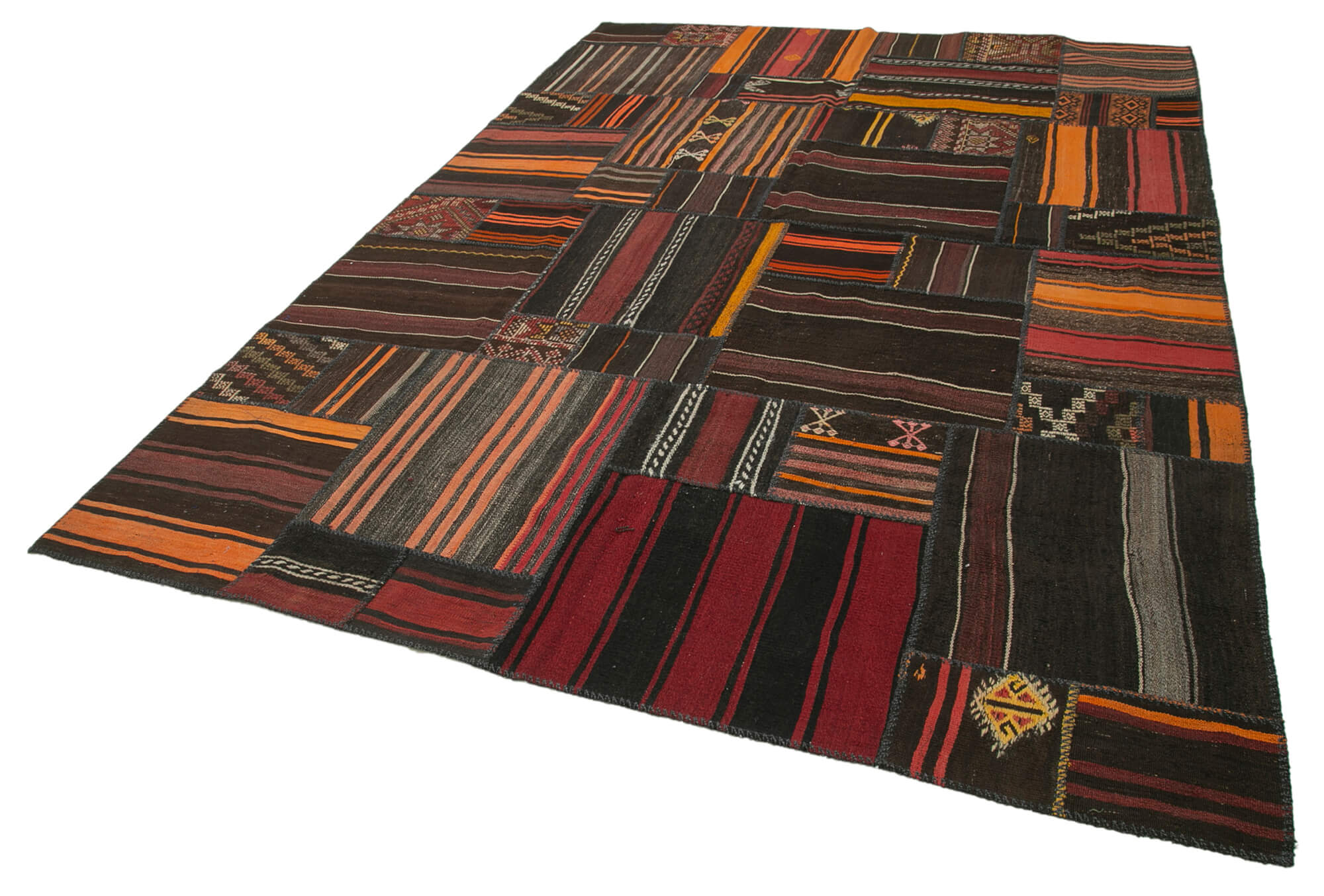 Handmade Area Rug – Kirk Yama Black Patchwork Cotton Wool 7'4''x10'10''