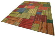 Handmade Wool Area Rug - Kirk Yama Grey Patchwork Cotton Wool Rug 8'2''x11'5''