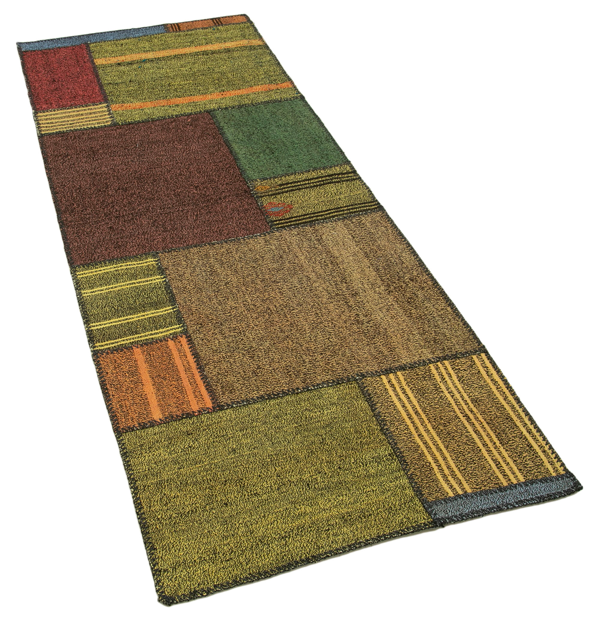 Handmade Area Rug - Kirk Yama Patchwork Cotton Wool Vintage 2'9''x7'3''