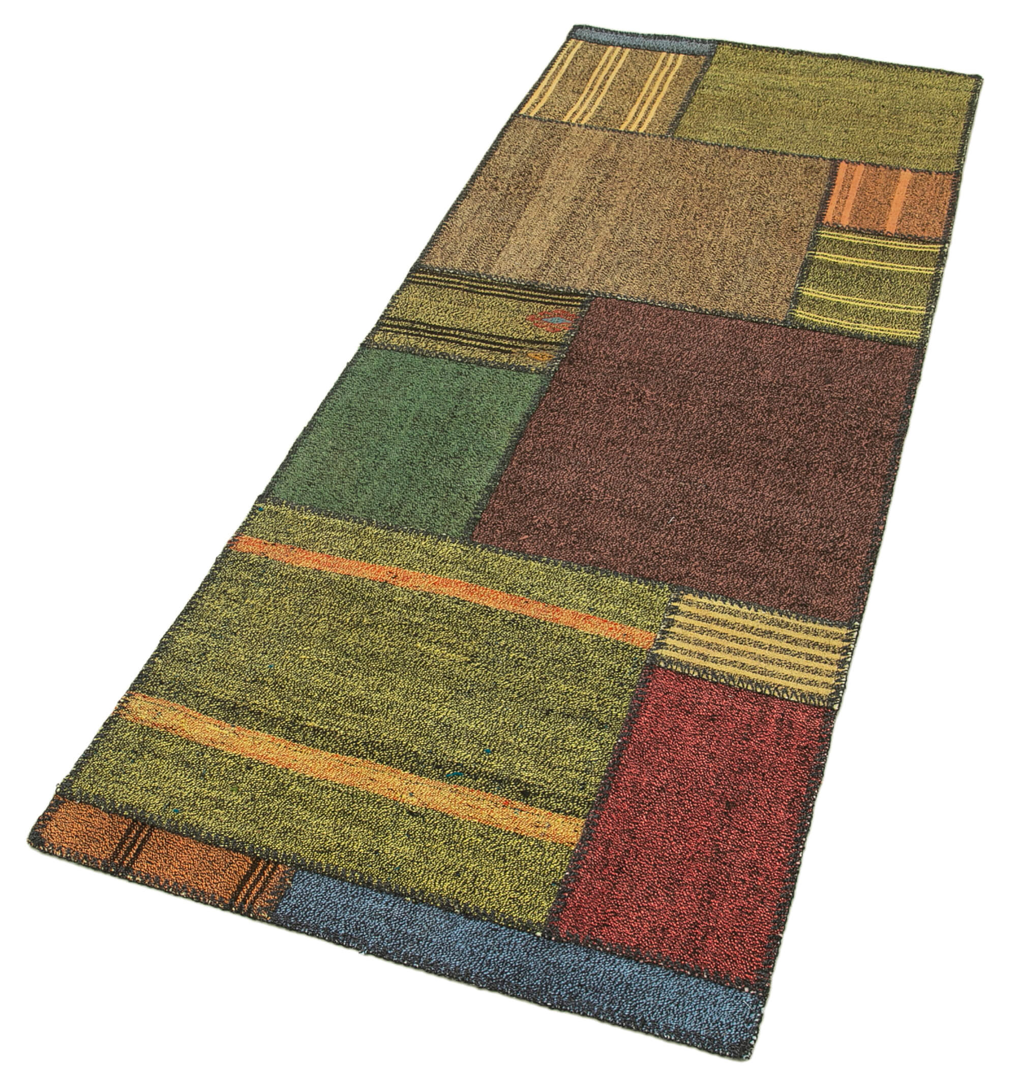 Handmade Area Rug - Kirk Yama Patchwork Cotton Wool Vintage 2'9''x7'3''