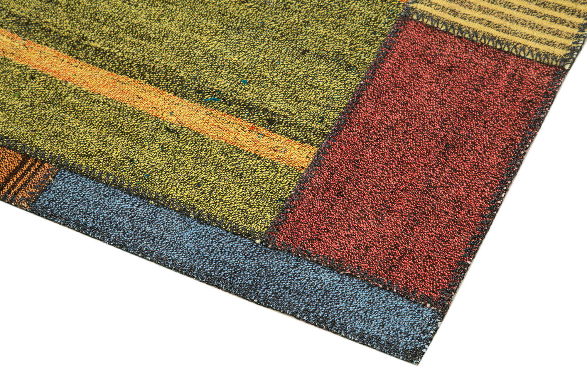 Handmade Area Rug - Kirk Yama Patchwork Cotton Wool Vintage 2'9''x7'3''