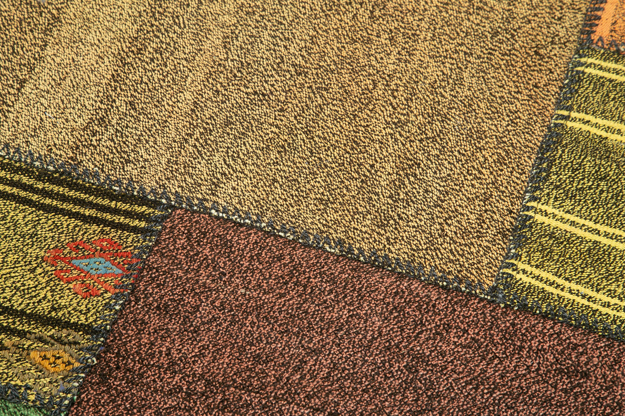 Handmade Area Rug - Kirk Yama Patchwork Cotton Wool Vintage 2'9''x7'3''