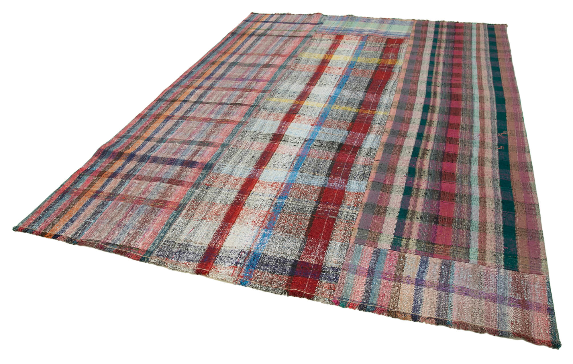 Handmade Area Rug - Kirk Yama Grey Patchwork Cotton Wool Carpet 7'9''x10'6''
