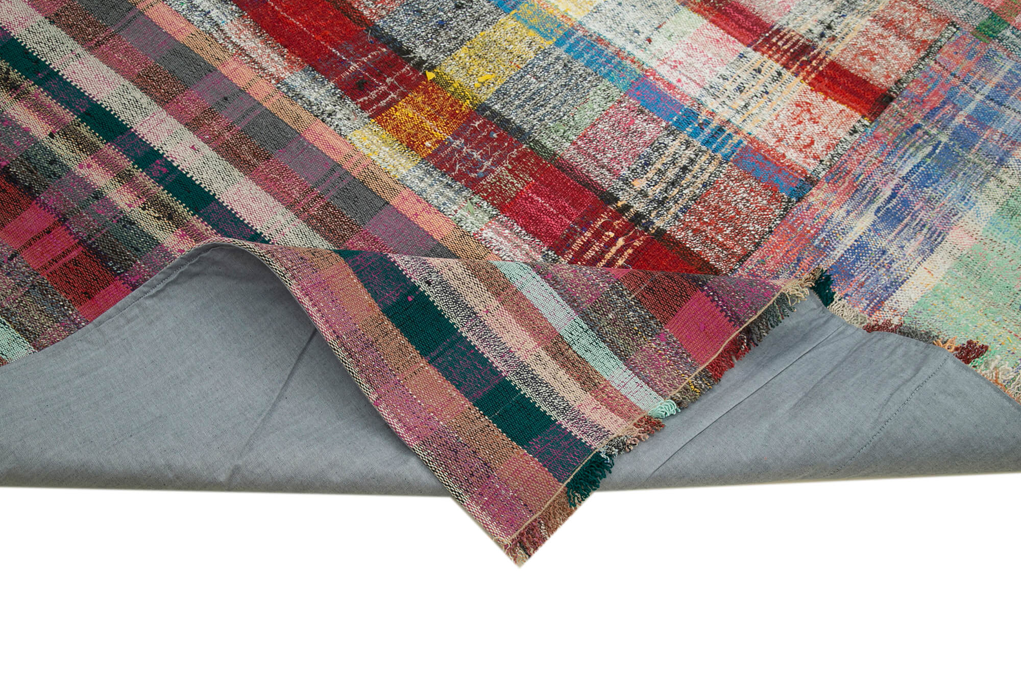 Handmade Area Rug - Kirk Yama Grey Patchwork Cotton Wool Carpet 7'9''x10'6''
