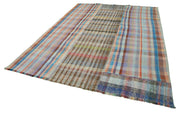 Handmade Patchwork Rug – Grey Patchwork Carpet Cotton Wool Durable Living Room Rug 7'10''x10'4''