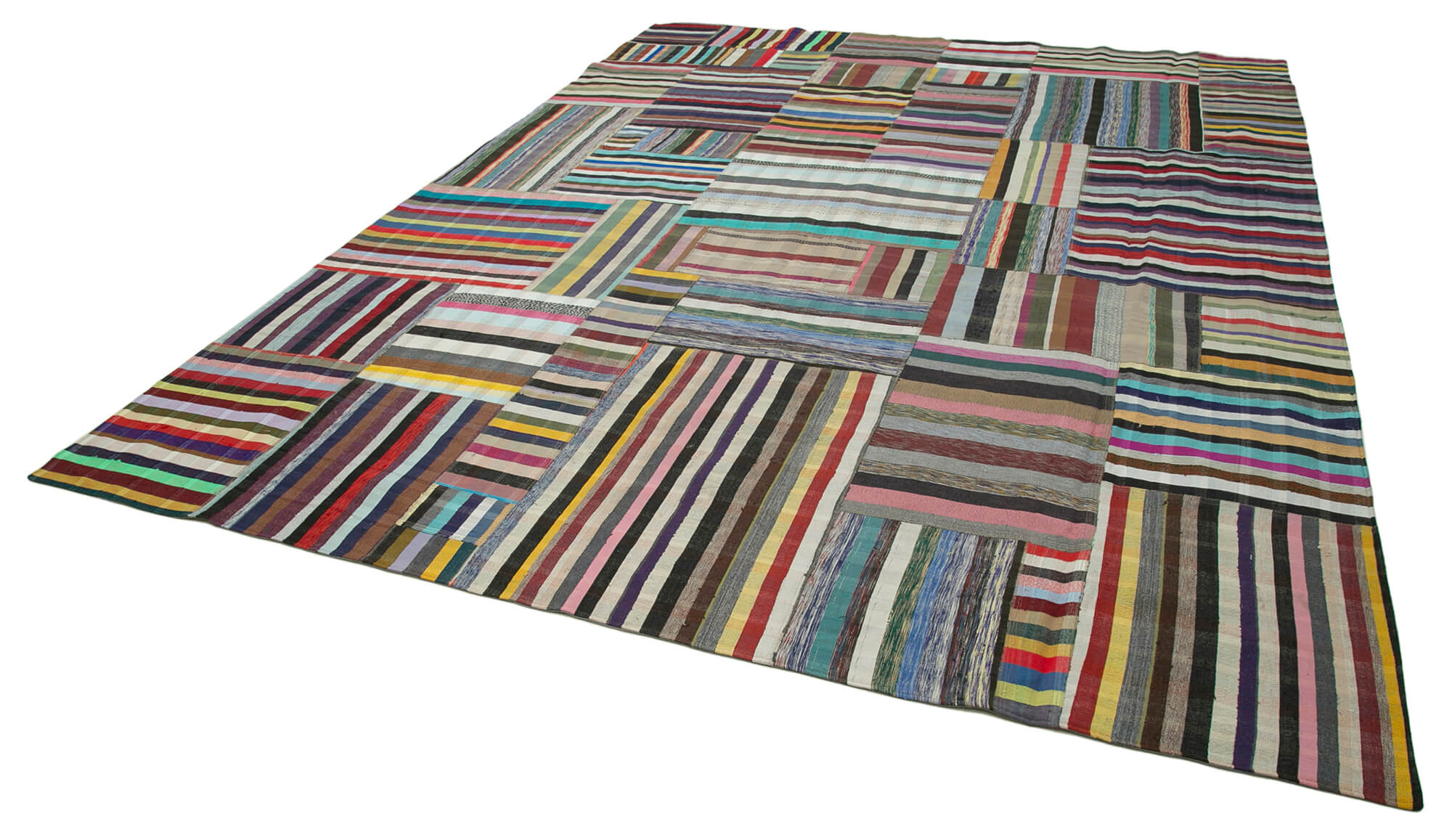 Handmade Patchwork Rug - Kirk Yama Grey Cotton Wool Area Rug 10'0'' x 13'2''
