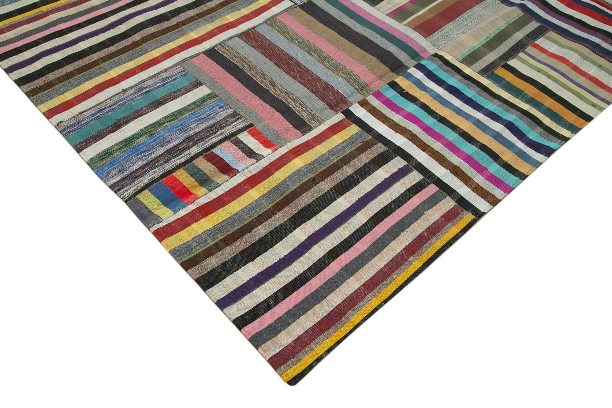 Handmade Patchwork Rug - Kirk Yama Grey Cotton Wool Area Rug 10'0'' x 13'2''
