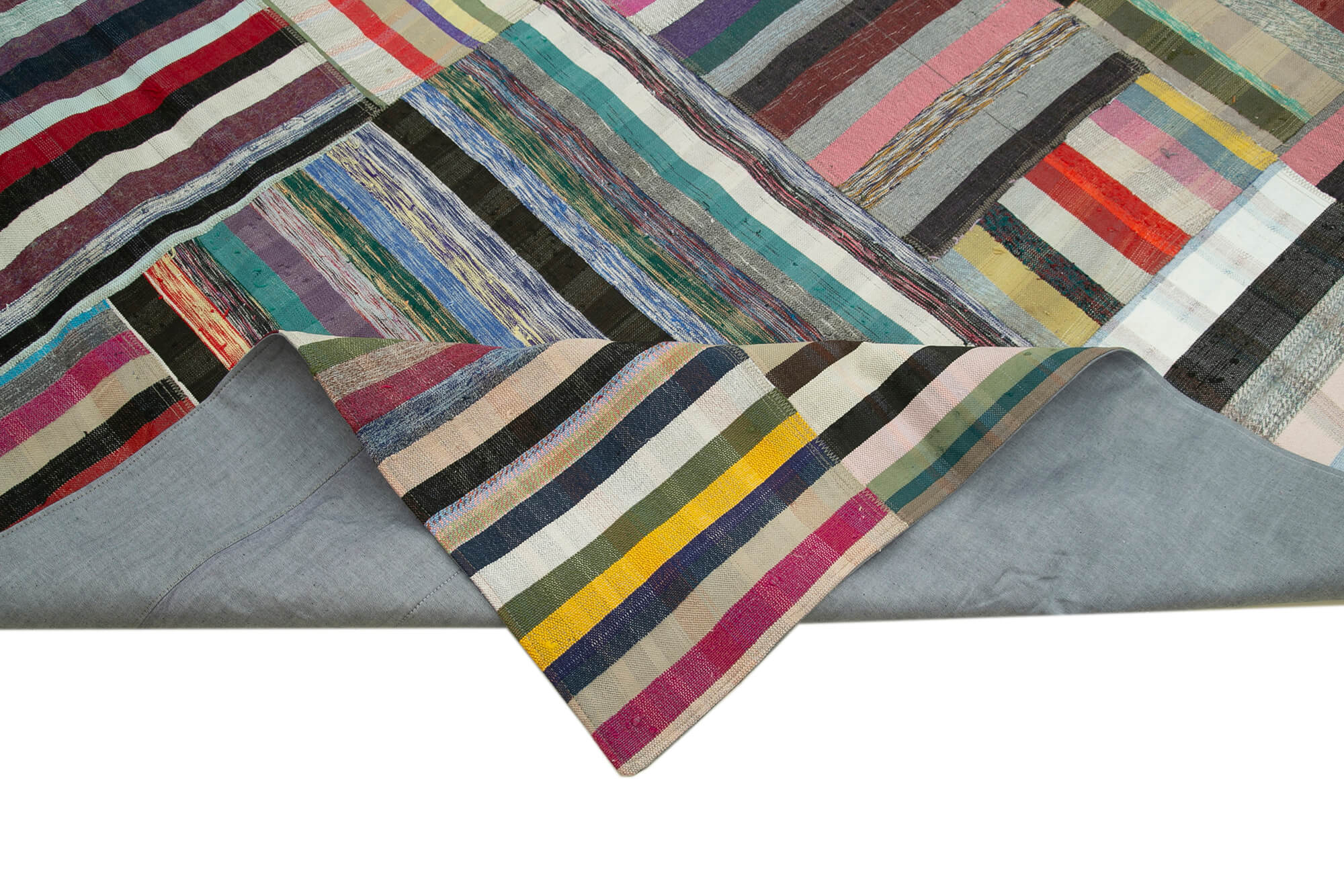 Handmade Patchwork Rug - Kirk Yama Grey Cotton Wool Area Rug 10'0'' x 13'2''