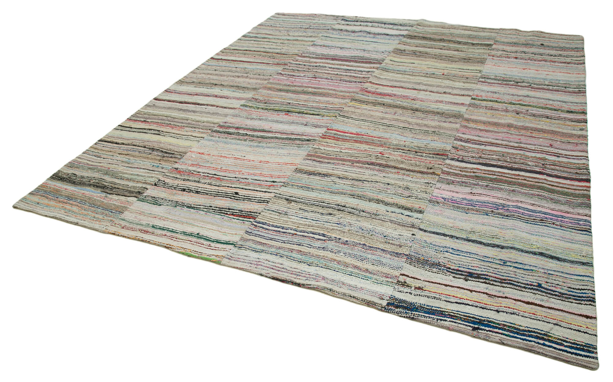 Handmade Patchwork Rug - Kirk Yama Grey Cotton Wool Area Rug 9'6''x11'3''